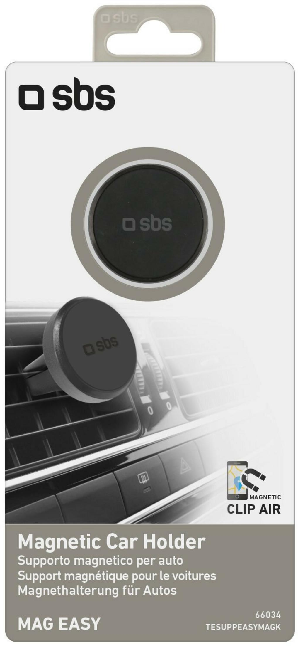 Czarny magnetyczny uchwyt samochodowy SBS na kratce wentylacyjnej.