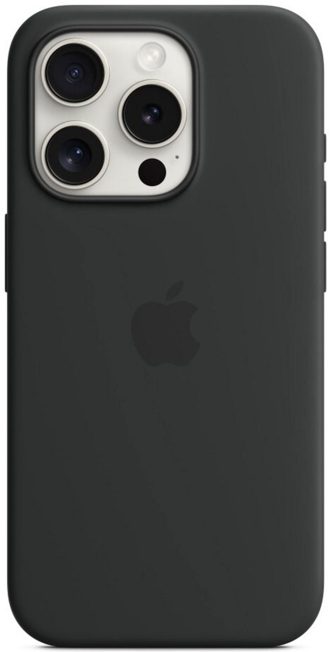 A dark grey iPhone case with a camera bump and Apple logo.