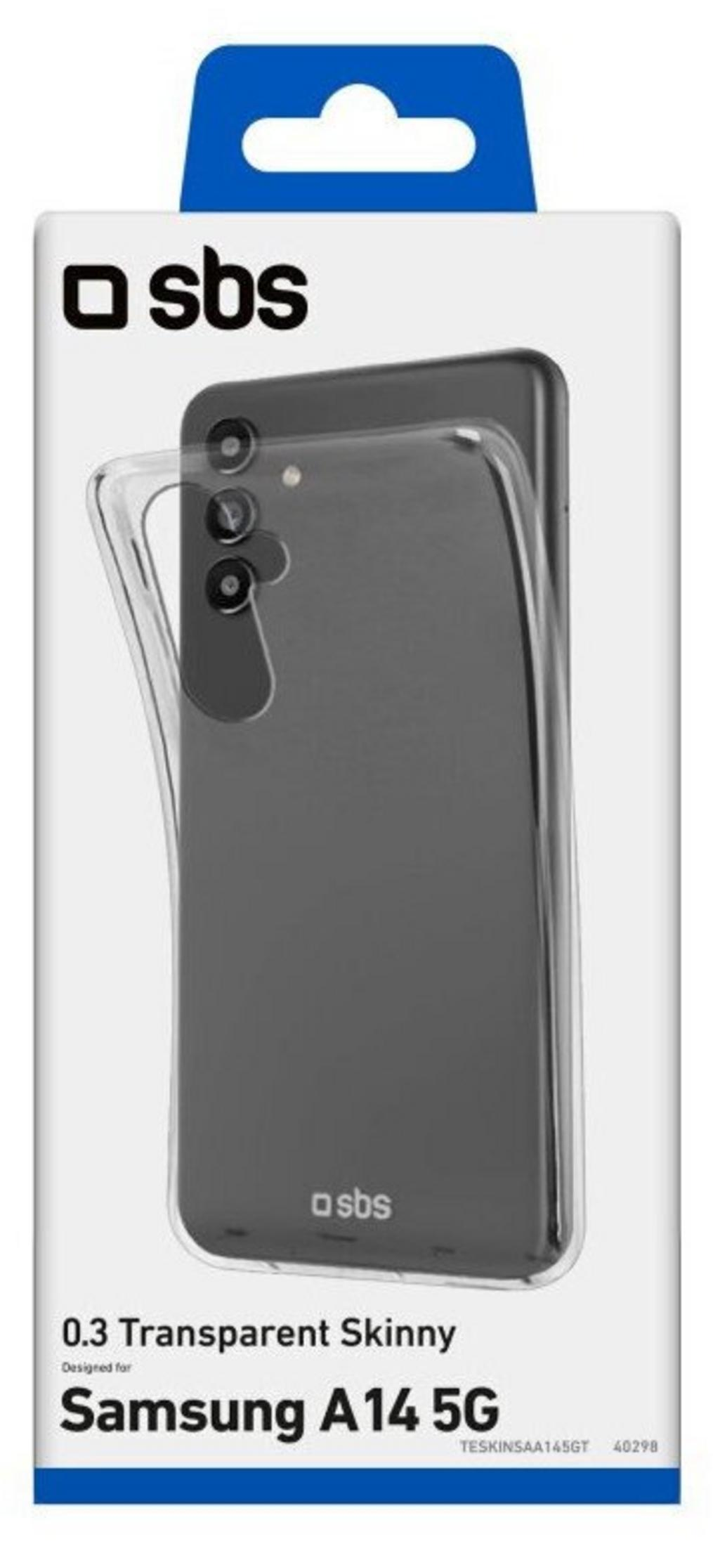 Transparente Hülle für Samsung A14 5G mit SBS-Logo.
