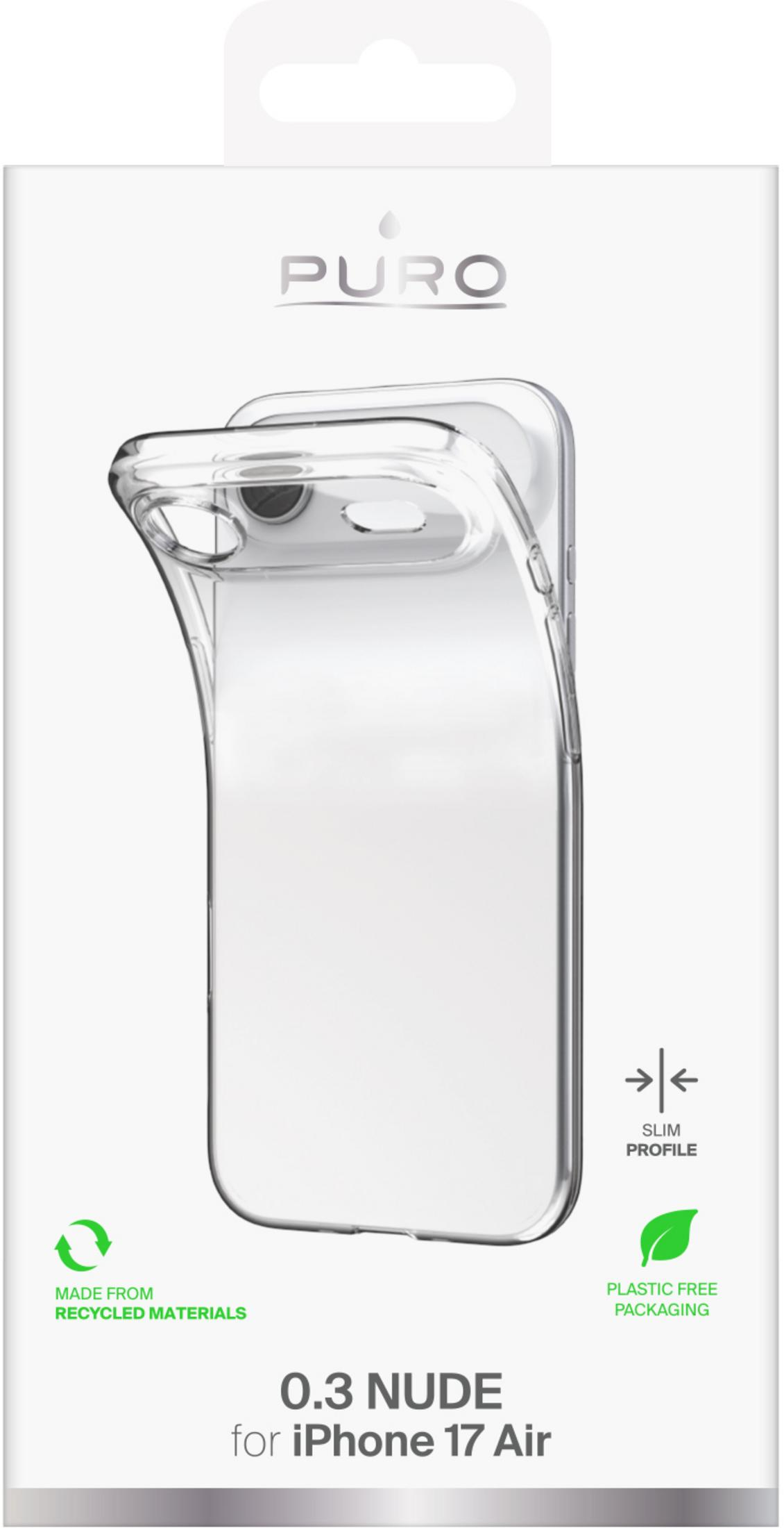 Custodia trasparente Puro per iPhone 17 Air, realizzata con materiali riciclati.