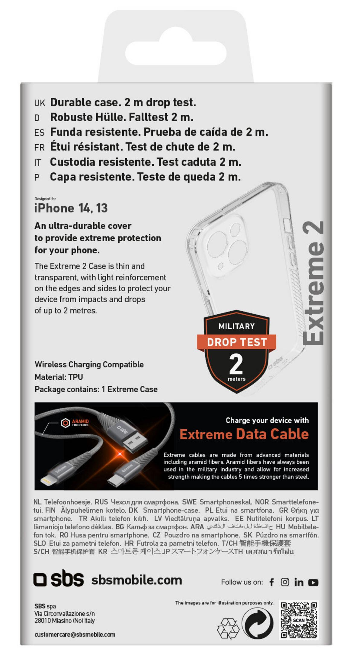 Etui iPhone 14, 13 z pieczęcią testu upadku wojskowego, 2m. Przezroczyste etui.