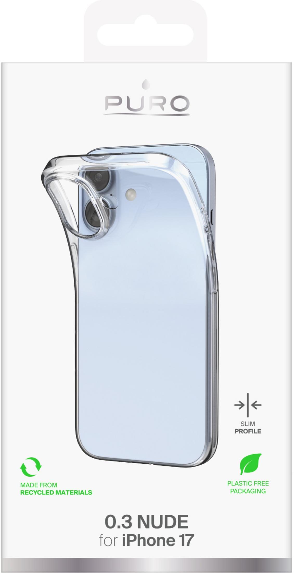 Transparente Handyhülle für iPhone 17, schlankes Profil, recycelt.