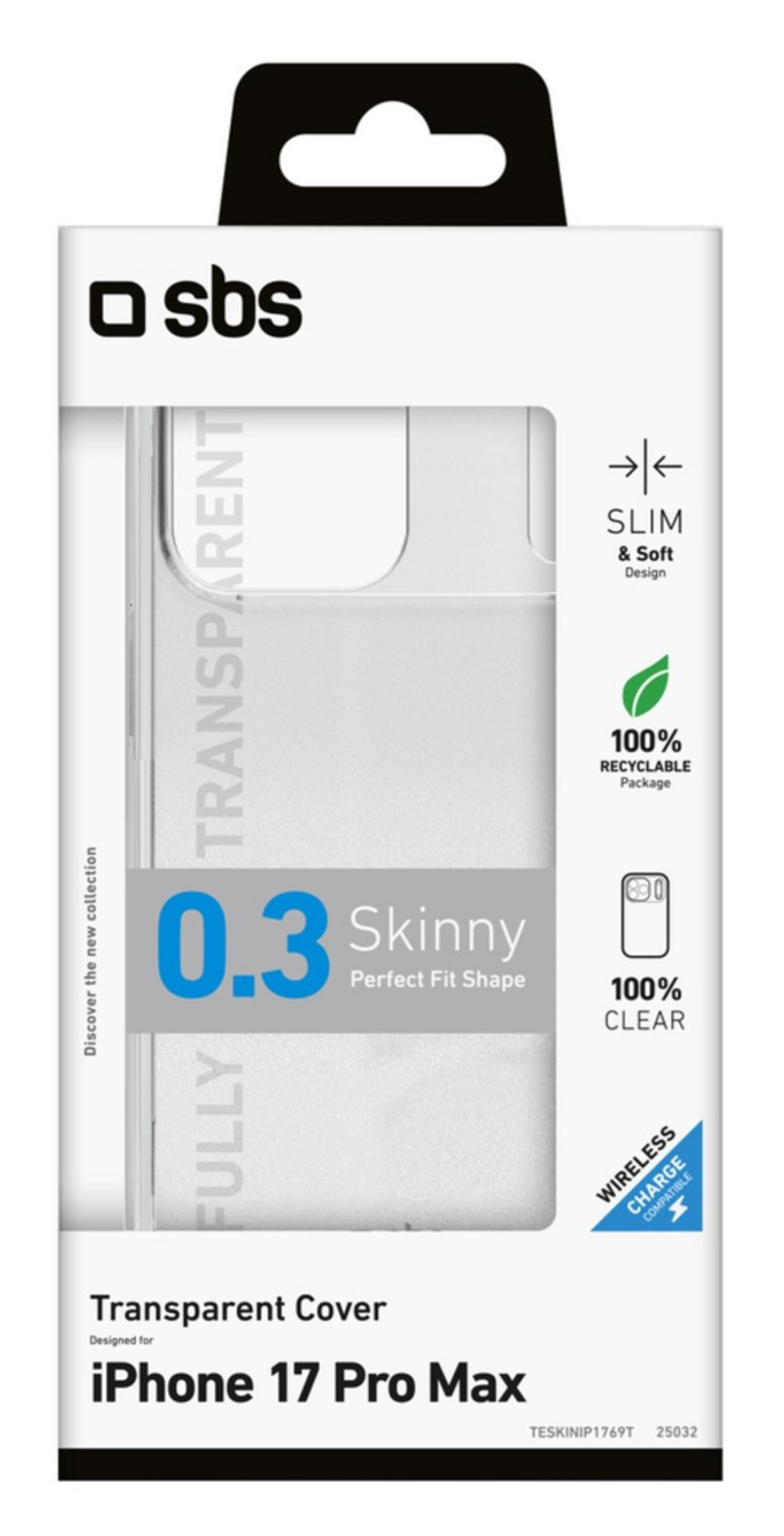 Przezroczyste etui SBS do iPhone 17 Pro Max, cienkie, 0.3mm, w pełni przezroczyste.