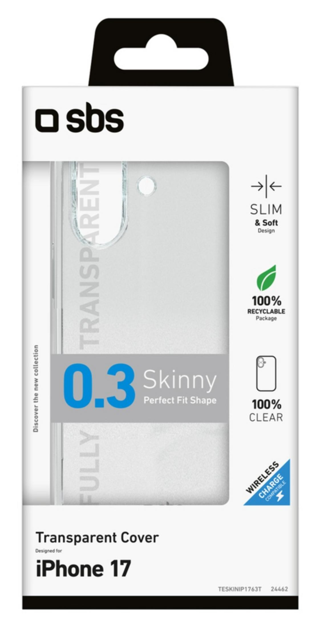 Etui SBS iPhone 17: 0,3 mm cienkie, w pełni przezroczyste, idealne dopasowanie.