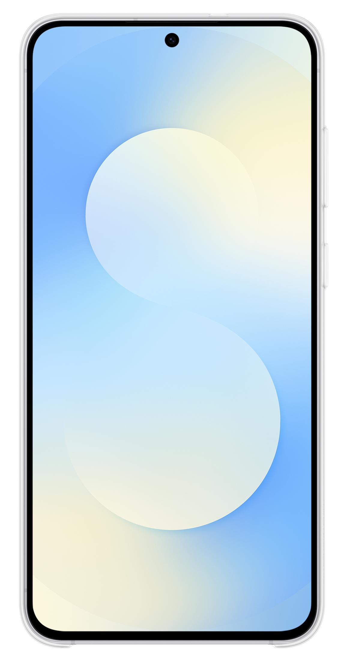 Uno smartphone con una S stilizzata sullo schermo, nei colori blu e giallo.
