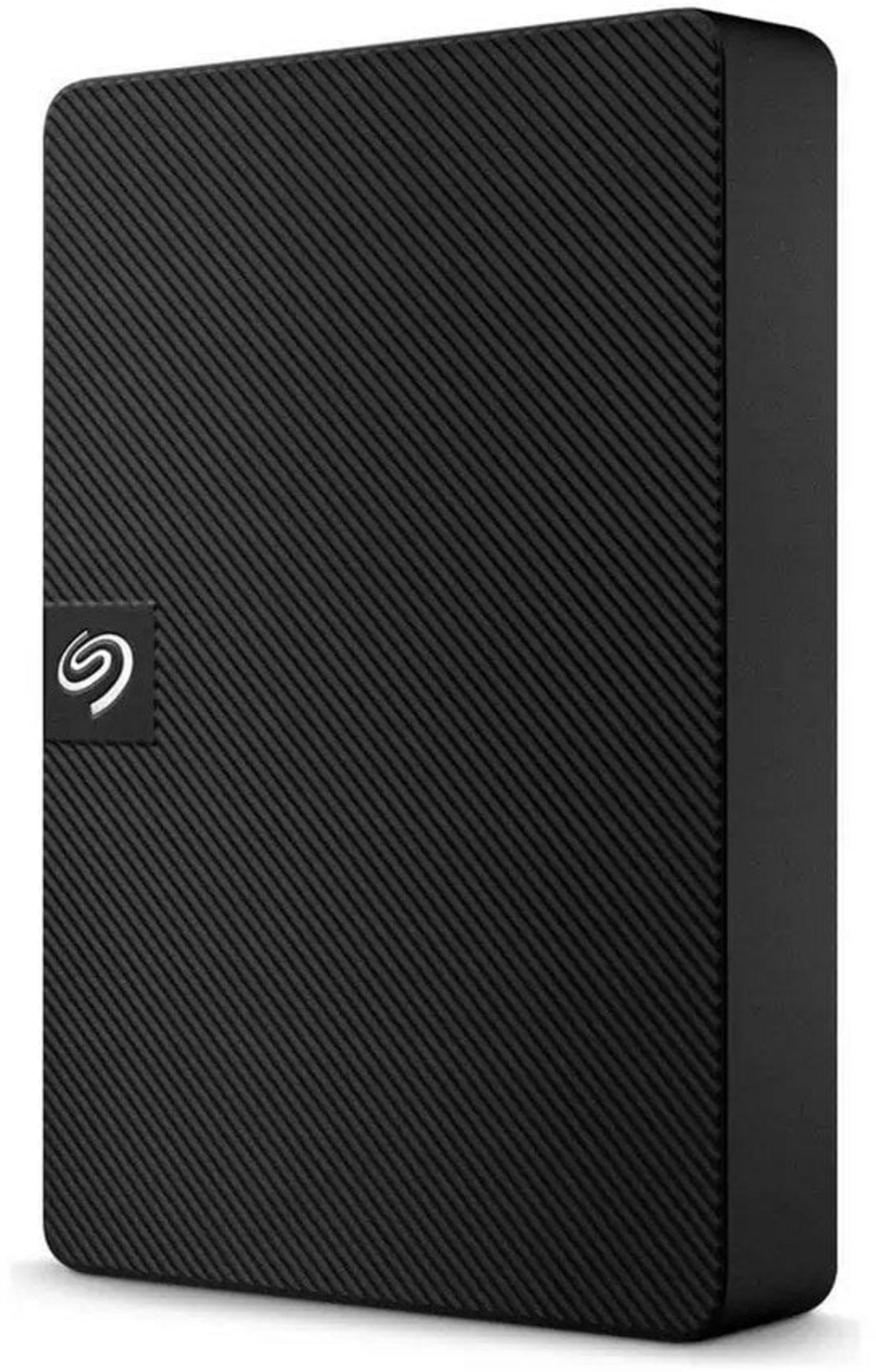Hard disk esterno nero con motivo a coste e logo.