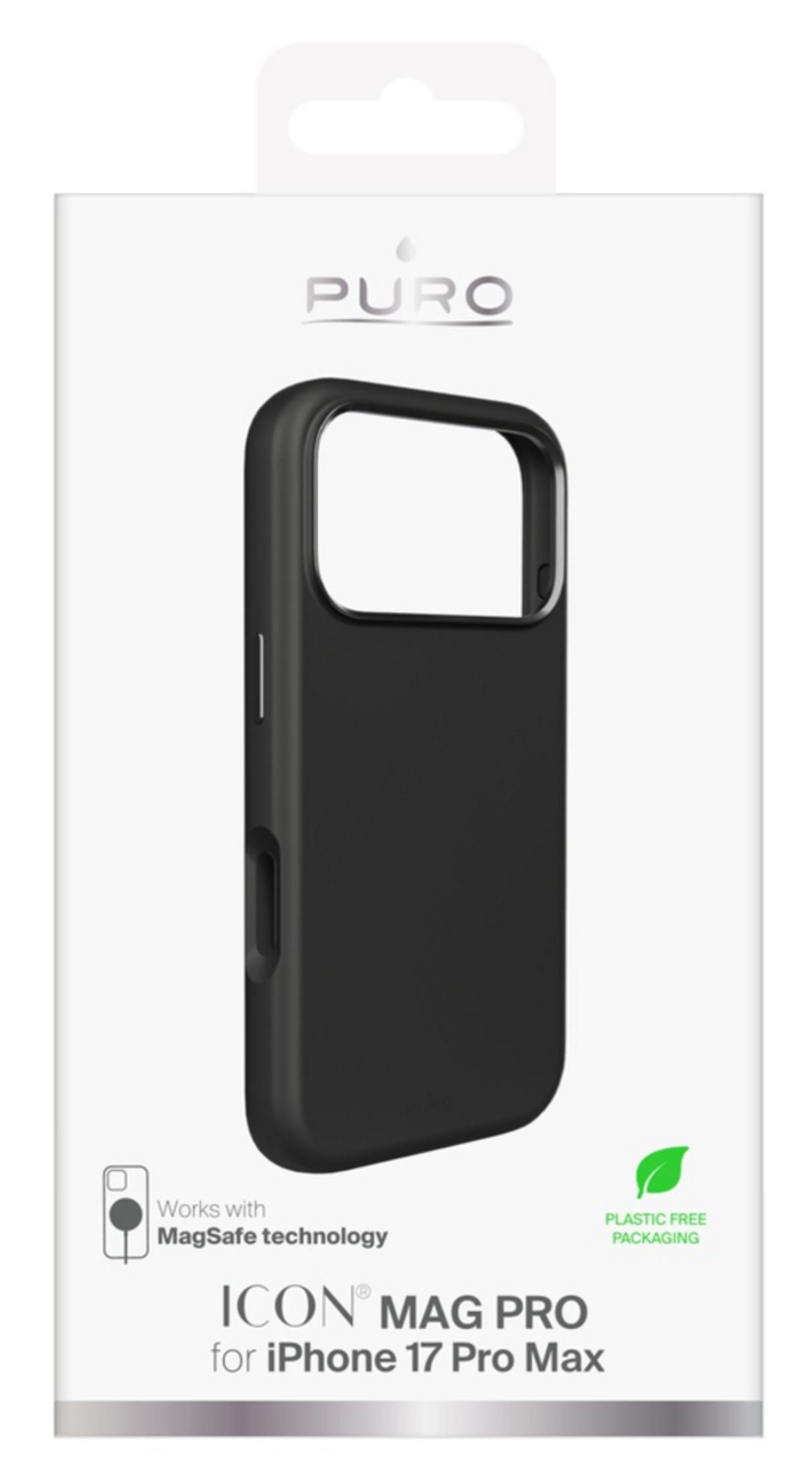 Custodia Puro ICON MAG PRO per iPhone 17 Pro Max, nera, compatibile MagSafe.