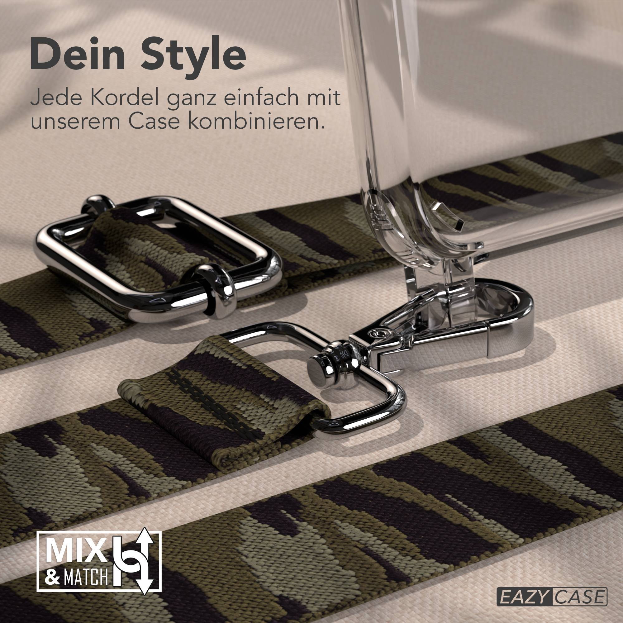Camouflage-Gurt mit Metallclips und Hülle. Text: Dein Style.