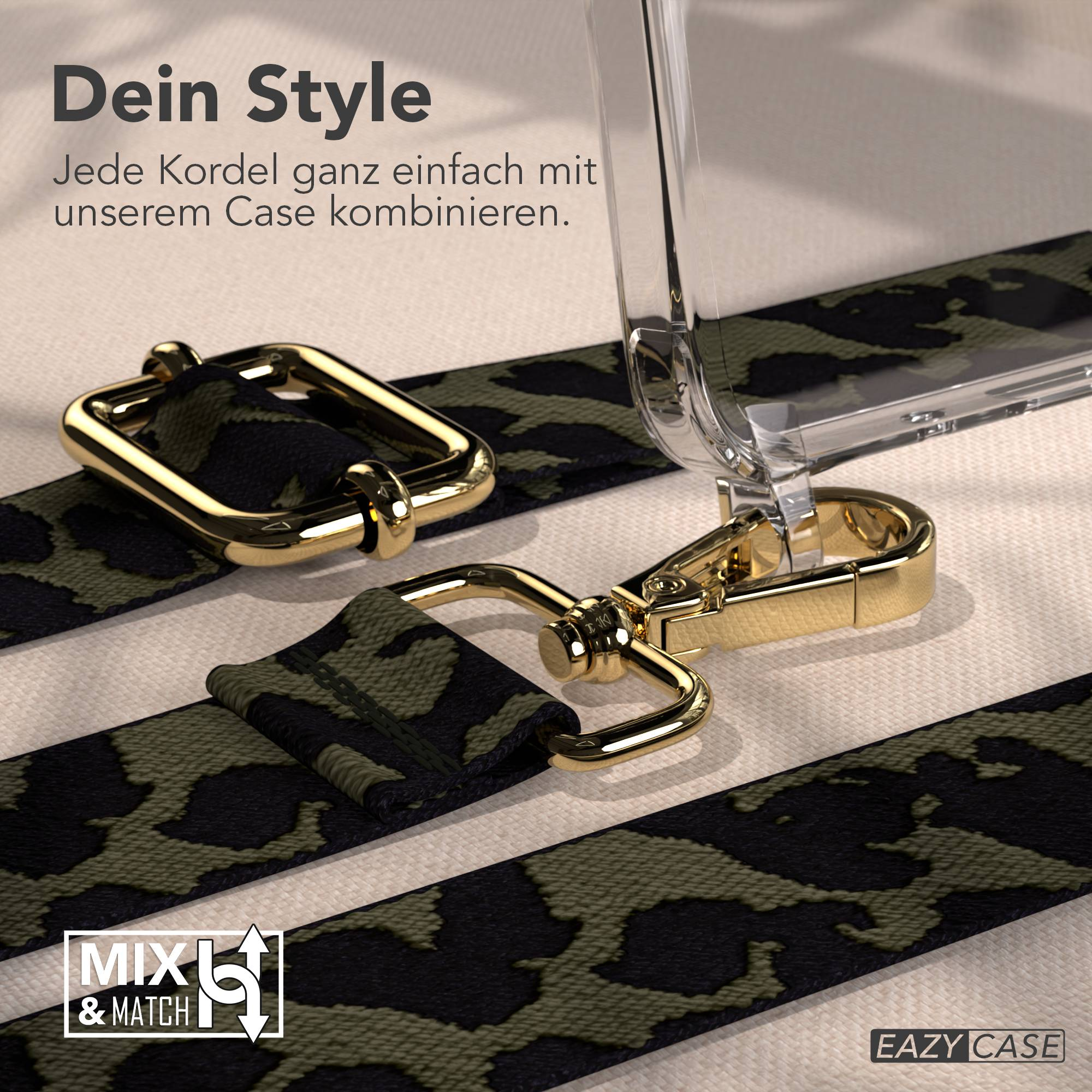 Goldene Schnalle an camouflage Kordel mit Handyhülle. MIX & MATCH.