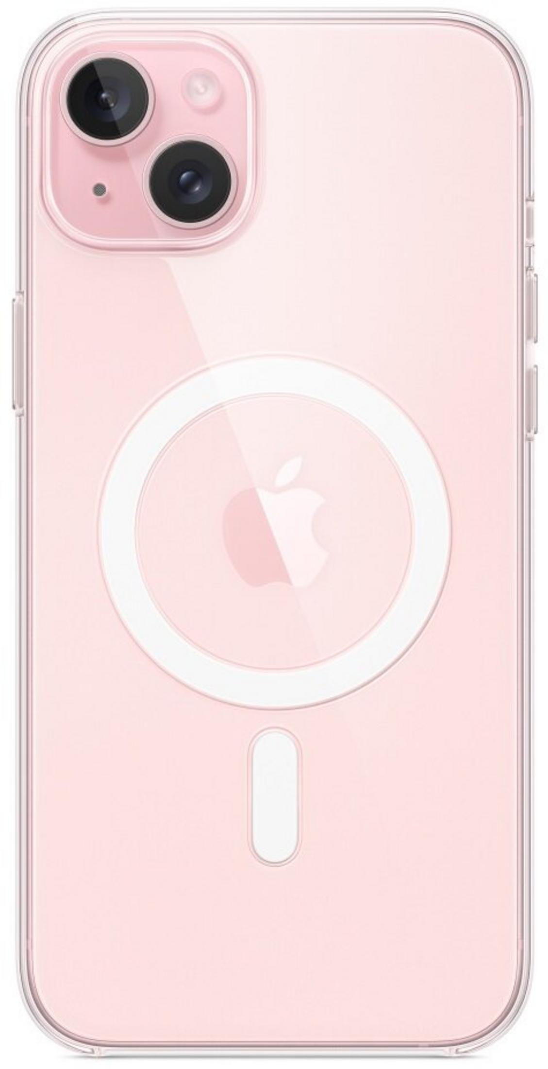 Tył różowego etui na iPhone z logo Apple i aparatami.