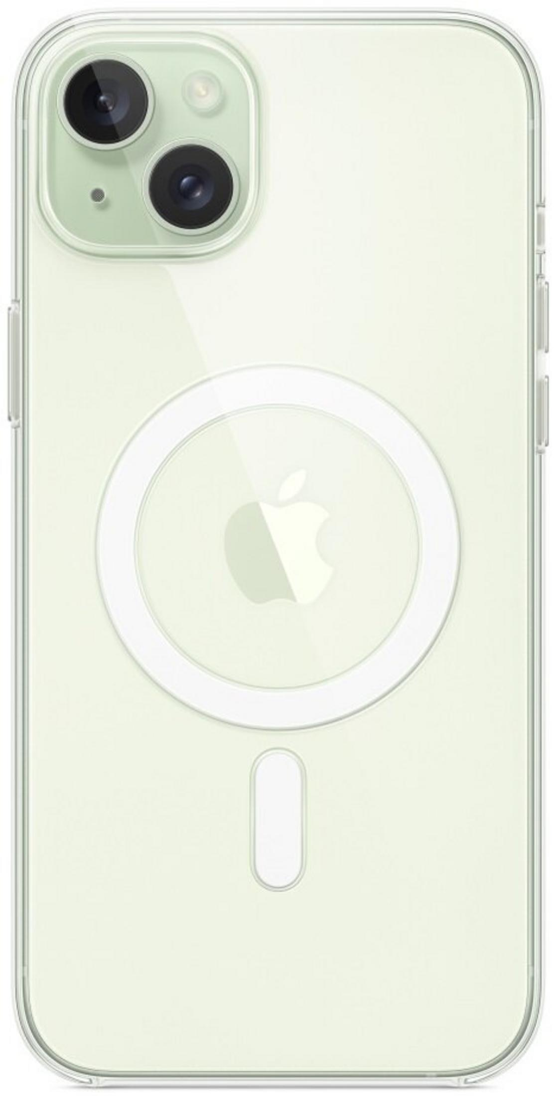 Jasnozielony iPhone z MagSafe. Podwójny aparat z lewej strony na górze.