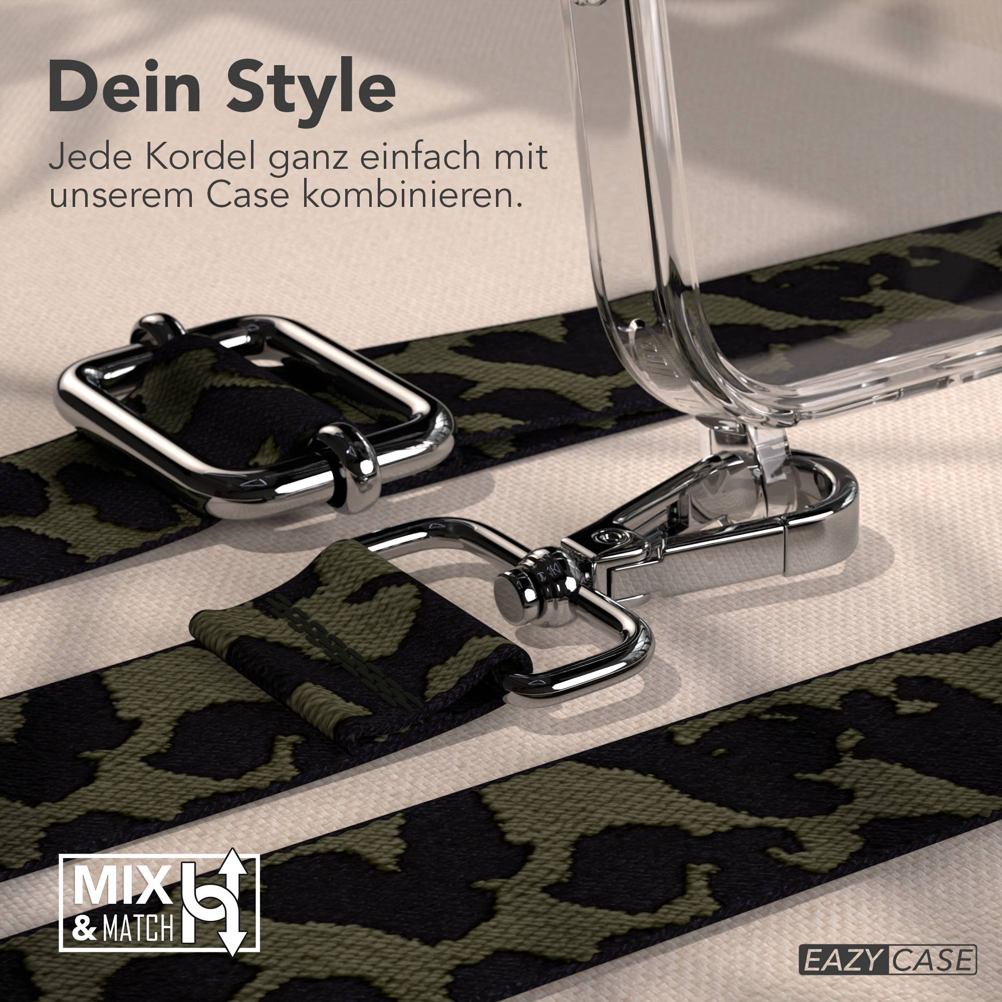 Ein transparenter Handyhülle mit einem Camouflage-Muster-Band.