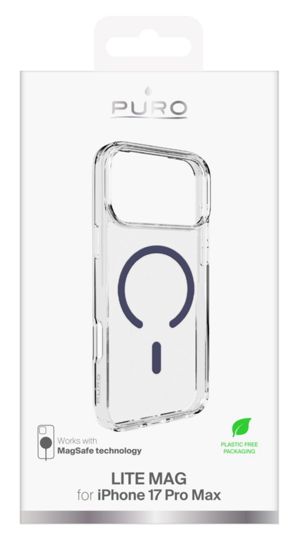 Przezroczyste etui Puro na iPhone 17 Pro Max z MagSafe. Opakowanie bez plastiku.
