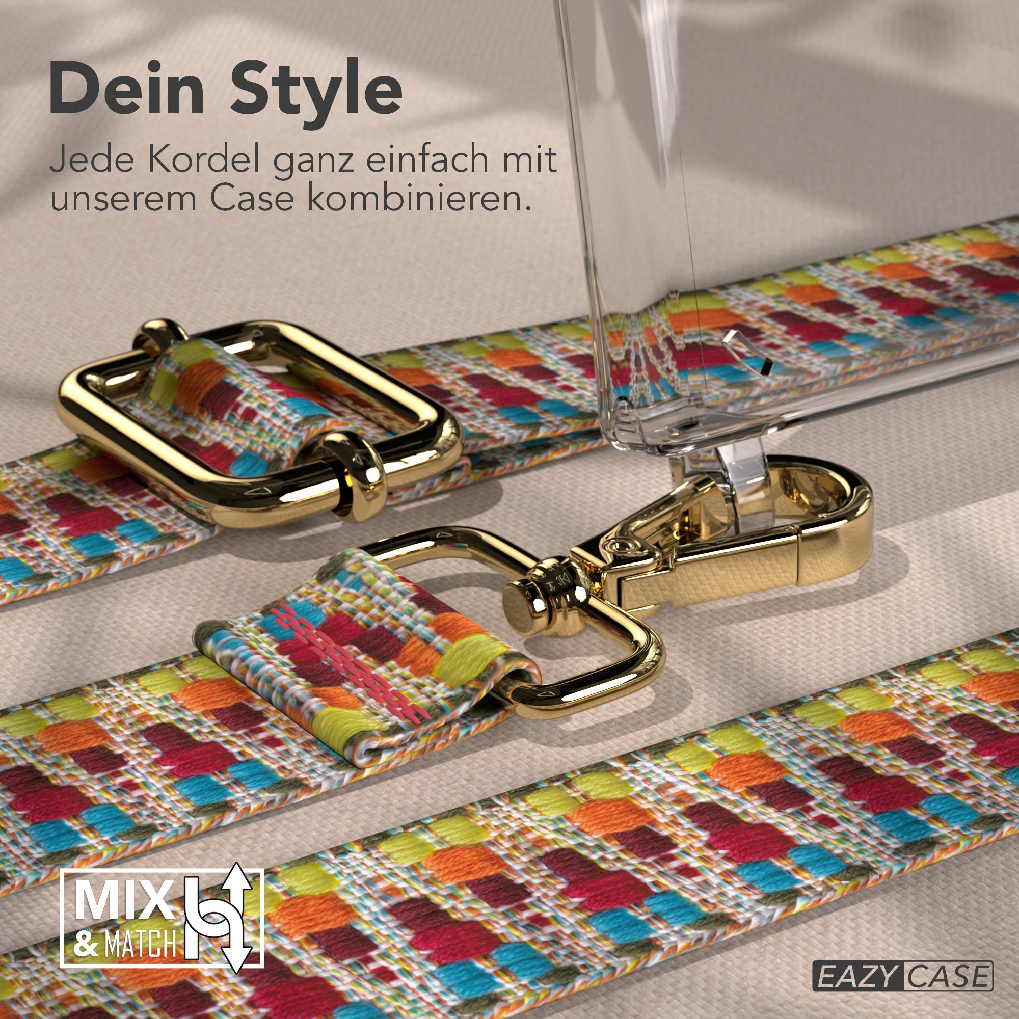 Bunte Kordel mit goldenen Clips und 