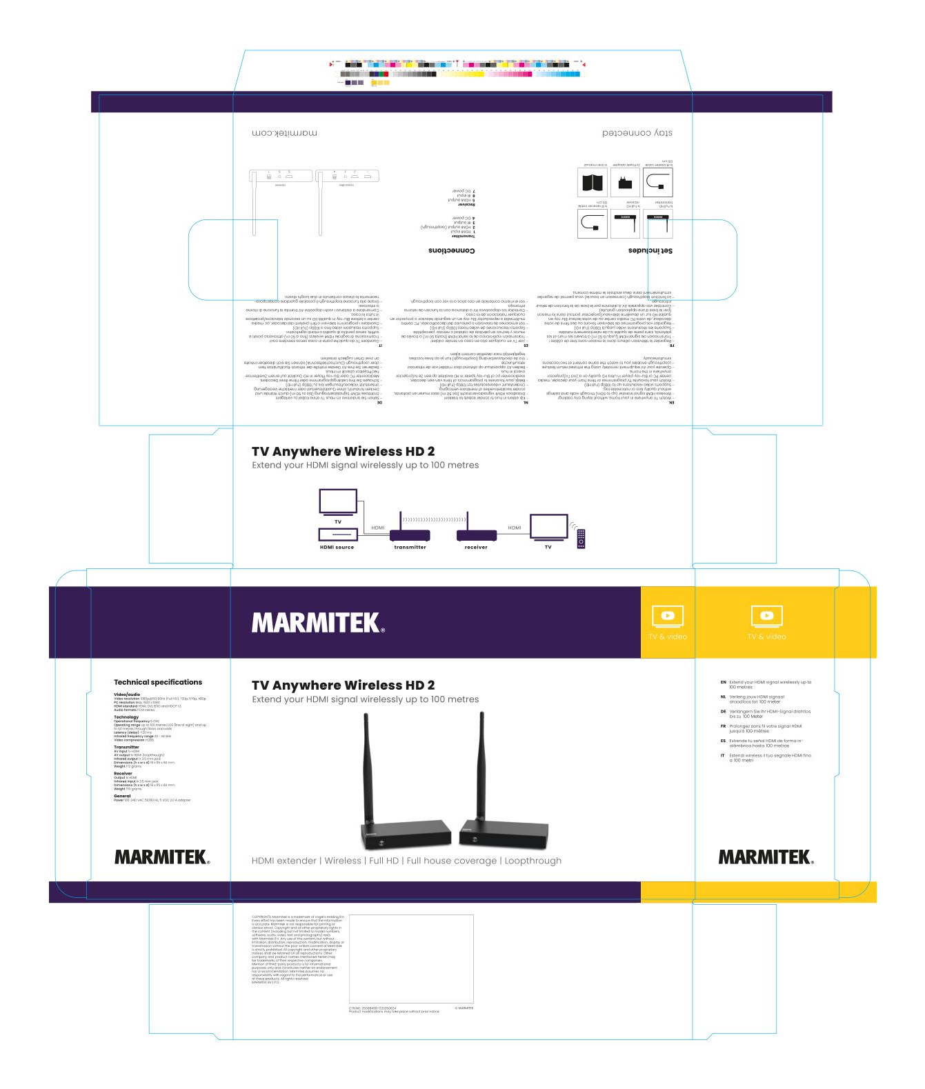 Marmitek TV Anywhere Wireless HD 2 avec émetteur et récepteur, noir.