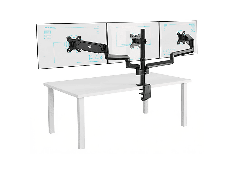 NPO STD48036E Airgrip 17"-27" Ergonomik 360° Amortisörlü VESA Üçlü Kol Monitör Tutucu Siyah