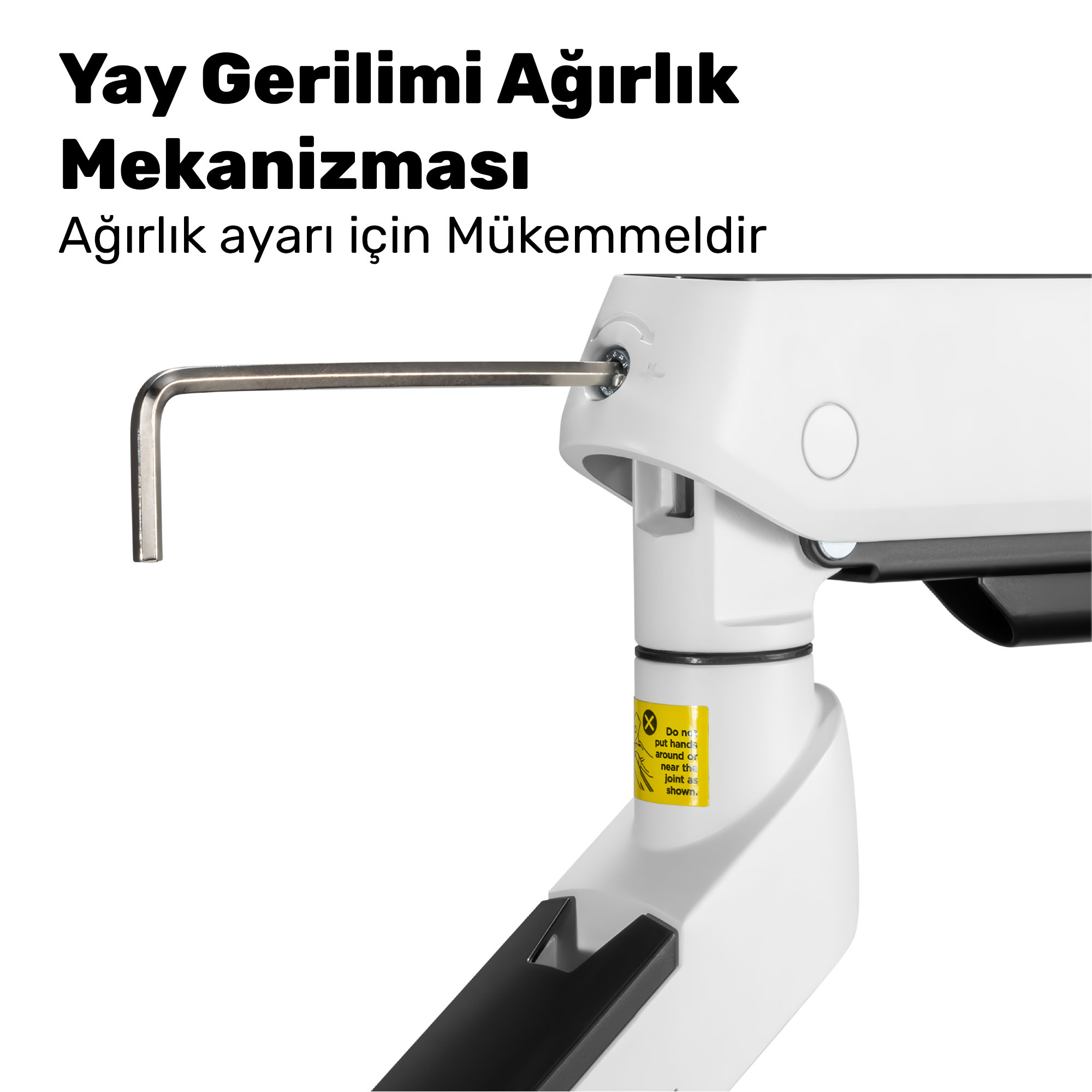 Ağırlık ayarı için mekanizmaya L şeklinde bir alyan anahtar sokuluyor.