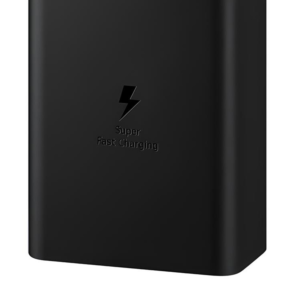 Black charging brick with lightning bolt icon and "Super Fast Charging".