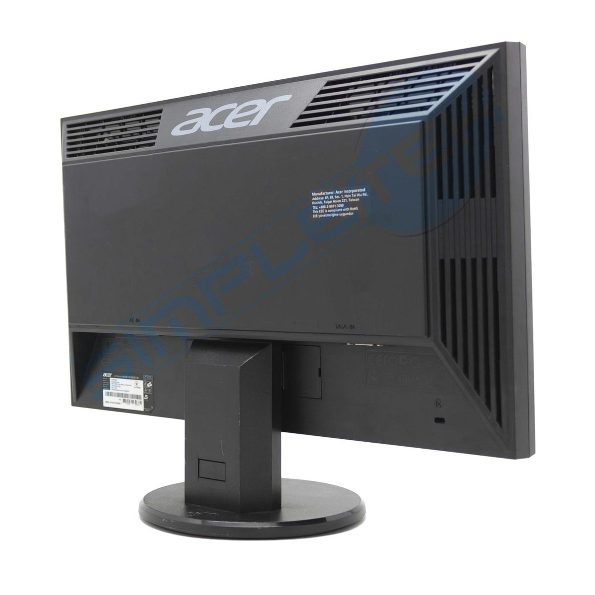 Vista posteriore di un monitor Acer nero con prese d'aria e porte.