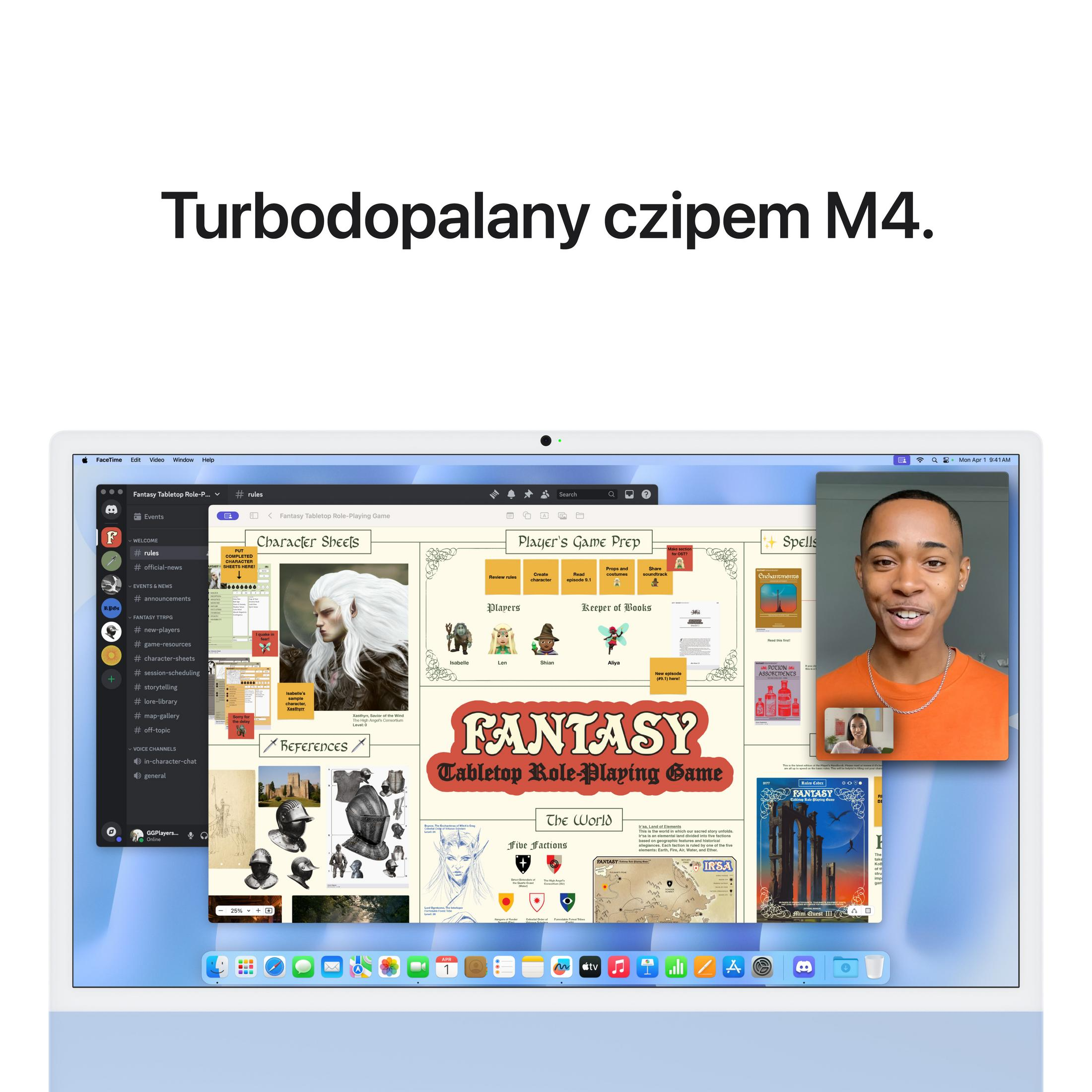 Un uomo parla in una videochiamata con un gioco di ruolo da tavolo fantasy aperto sul suo laptop.