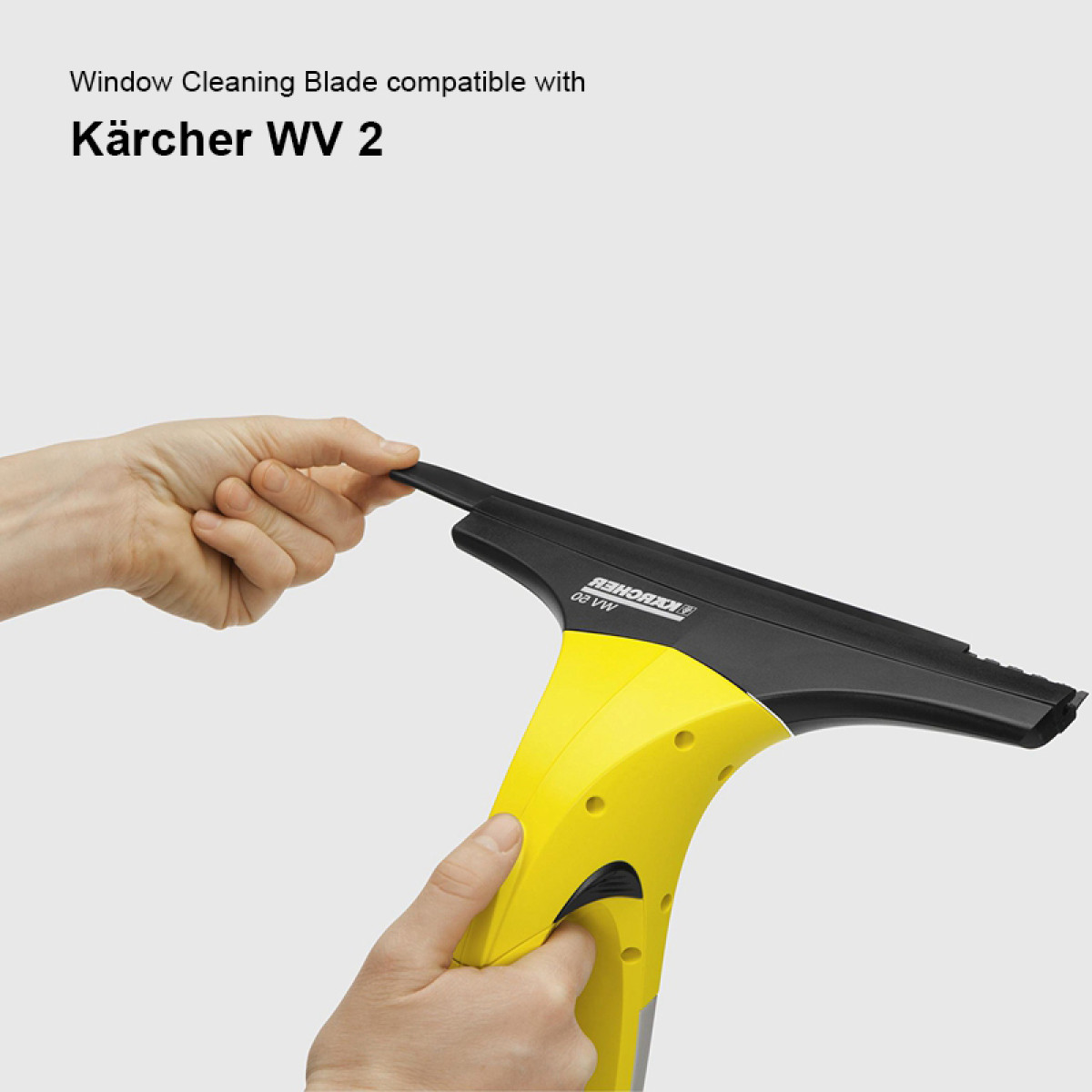 Żółta rakla Kärcher WV 2 z czarną gumową listwą.