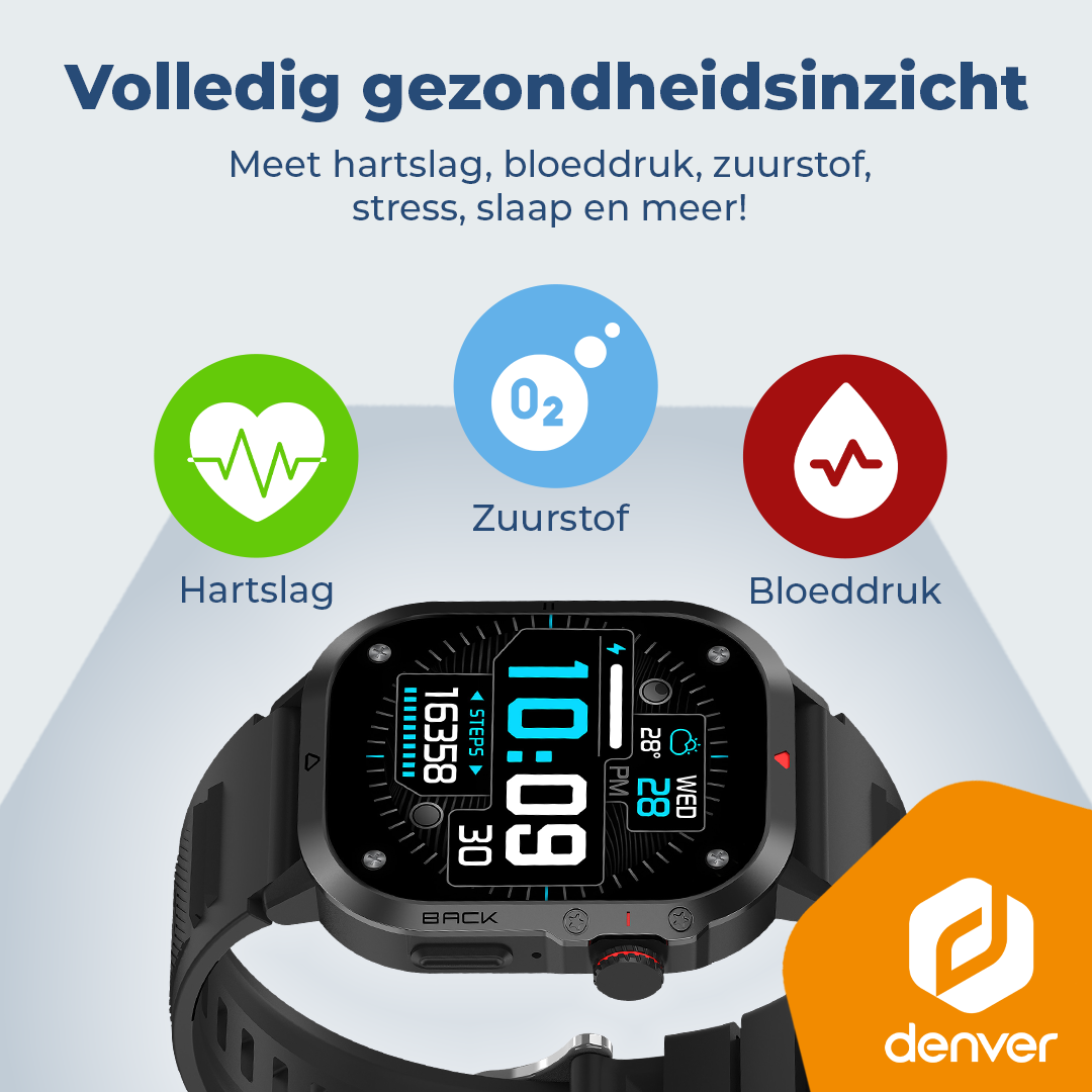 Montre intelligente affiche fréquence cardiaque, oxygène, tension artérielle.