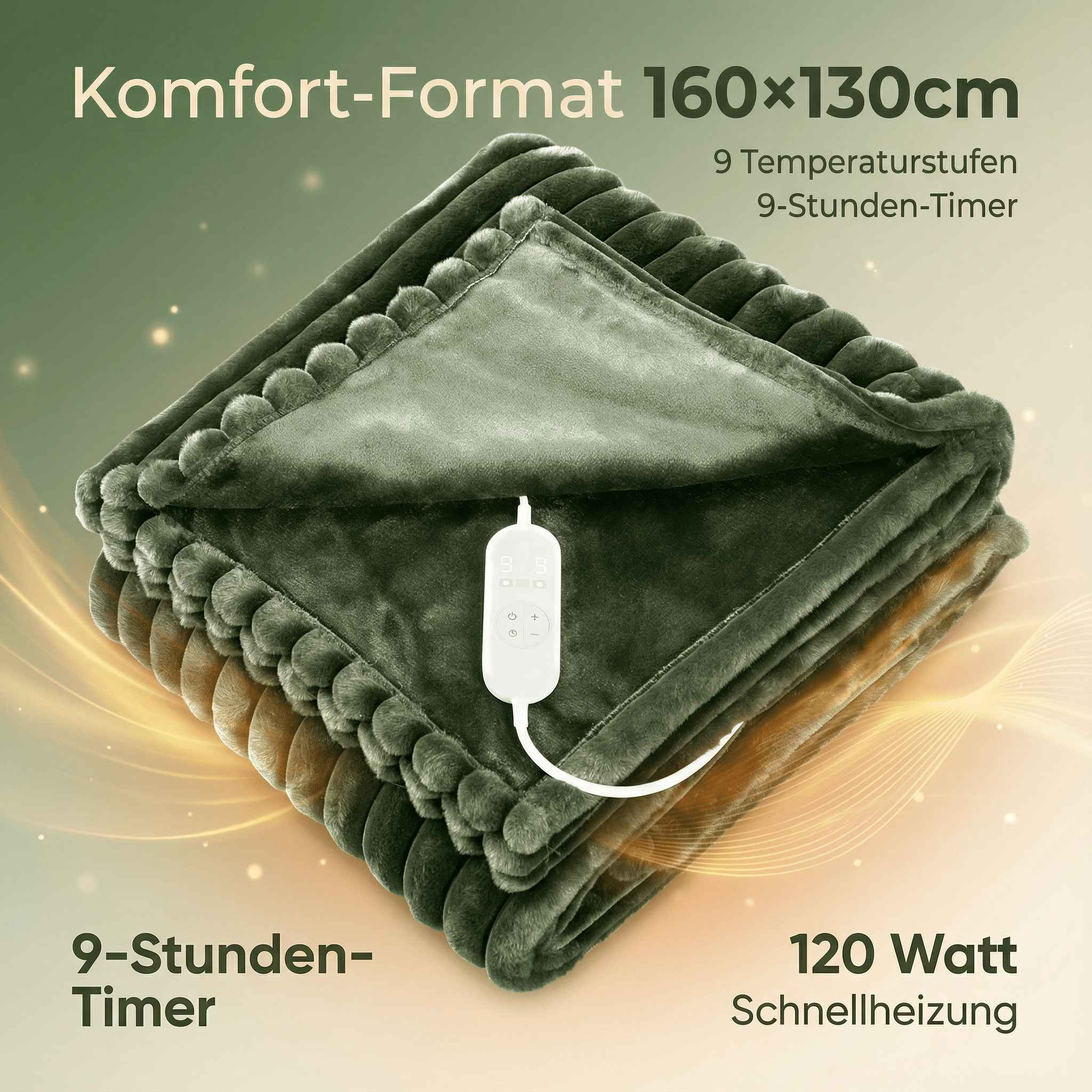 Ein grauer Kuscheldecke mit Fernbedienung, 160x130cm.