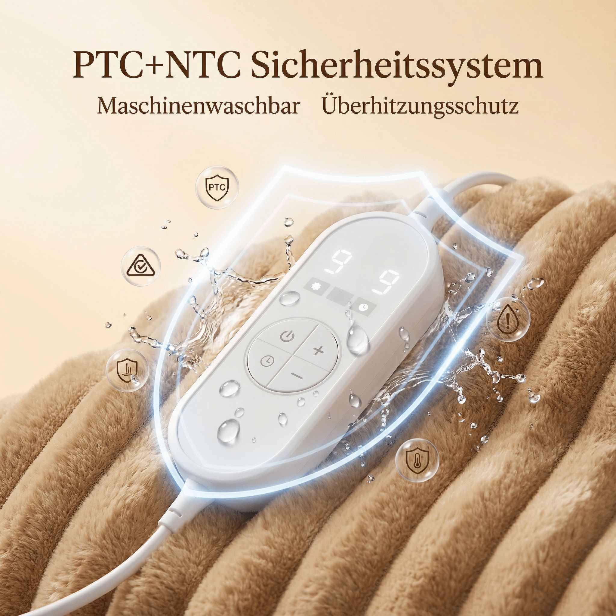 Elektrische Decke mit Fernbedienung, PTC+NTC-Sicherheitssystem, maschinenwaschbar.