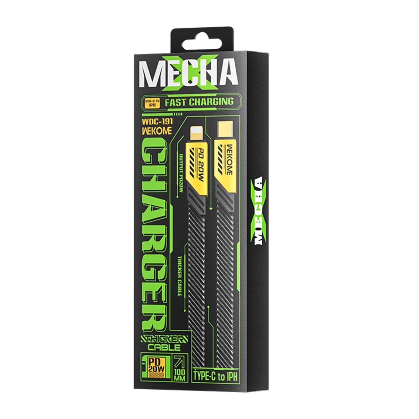 Emballage chargeur MECHA avec câble USB-C vers IPH, 20W.