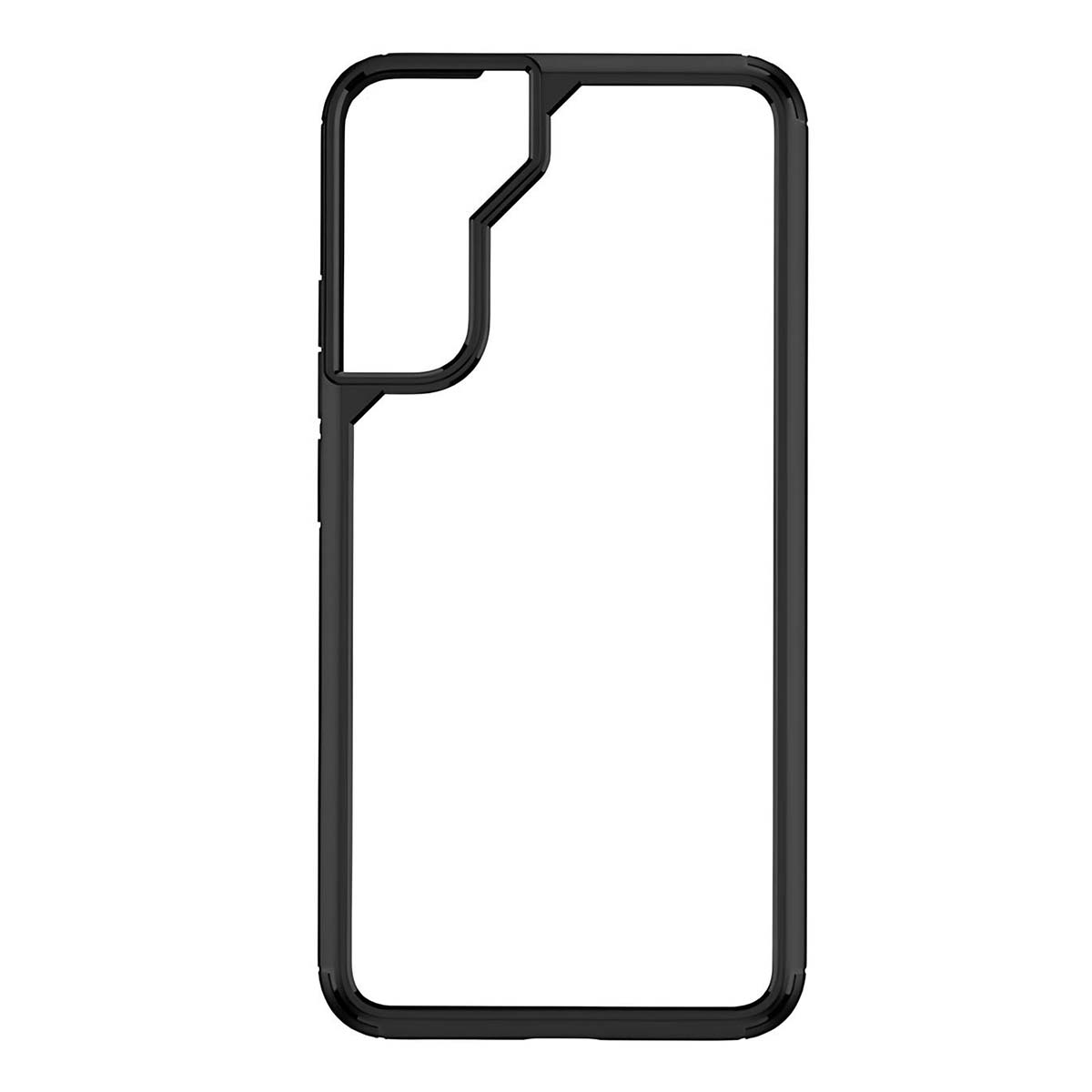 Una cornice nera rettangolare per custodia del telefono con un ritaglio in alto a sinistra.