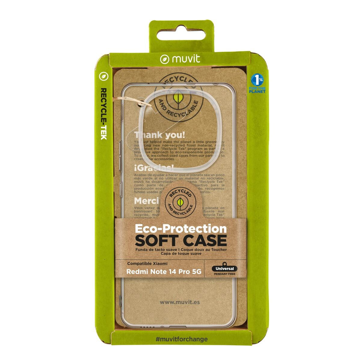 Muvit Handyhülle Eco-Protection Soft Case für Xiaomi Redmi Note 14 Pro 5G.