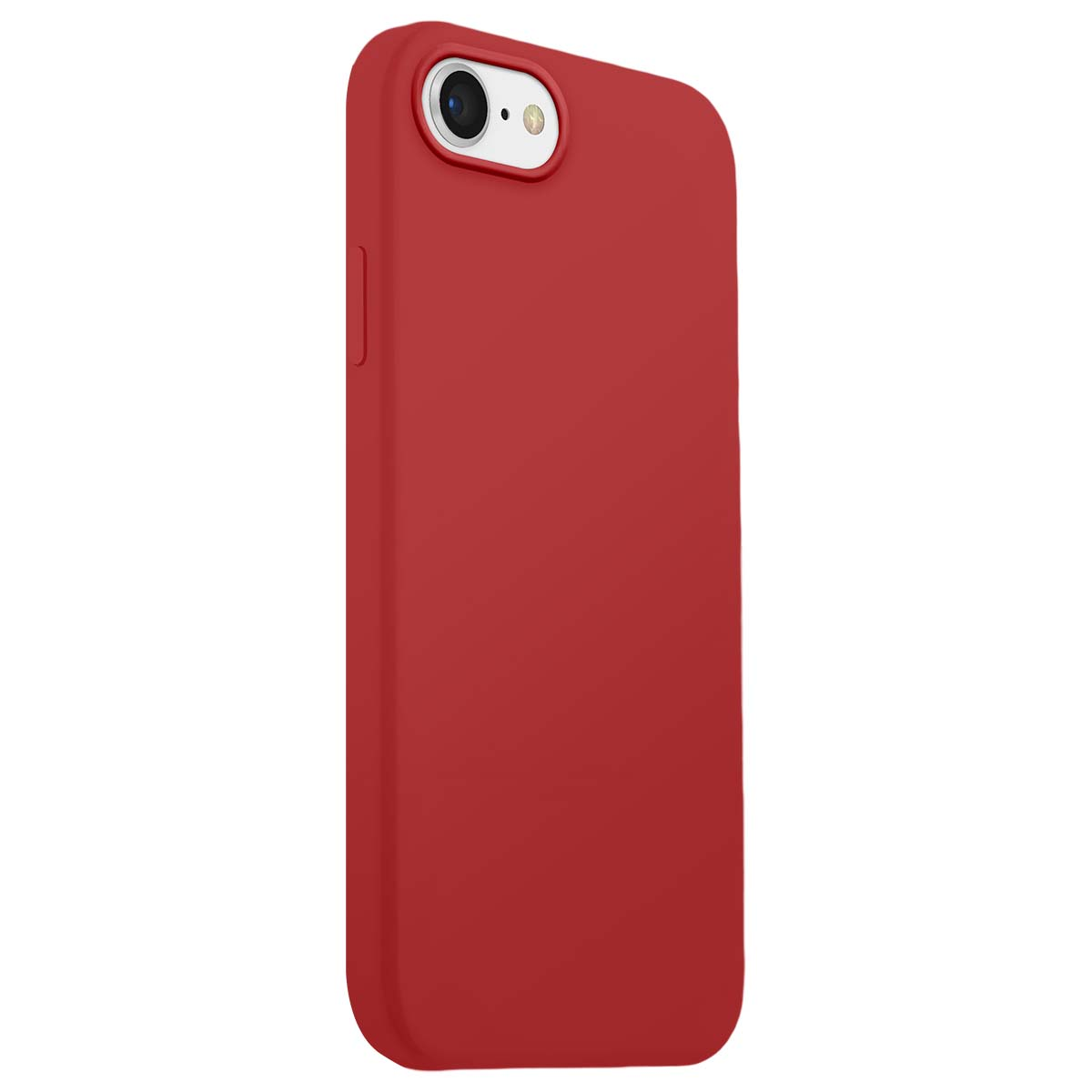Funda de teléfono roja con recorte de cámara sobre fondo blanco.