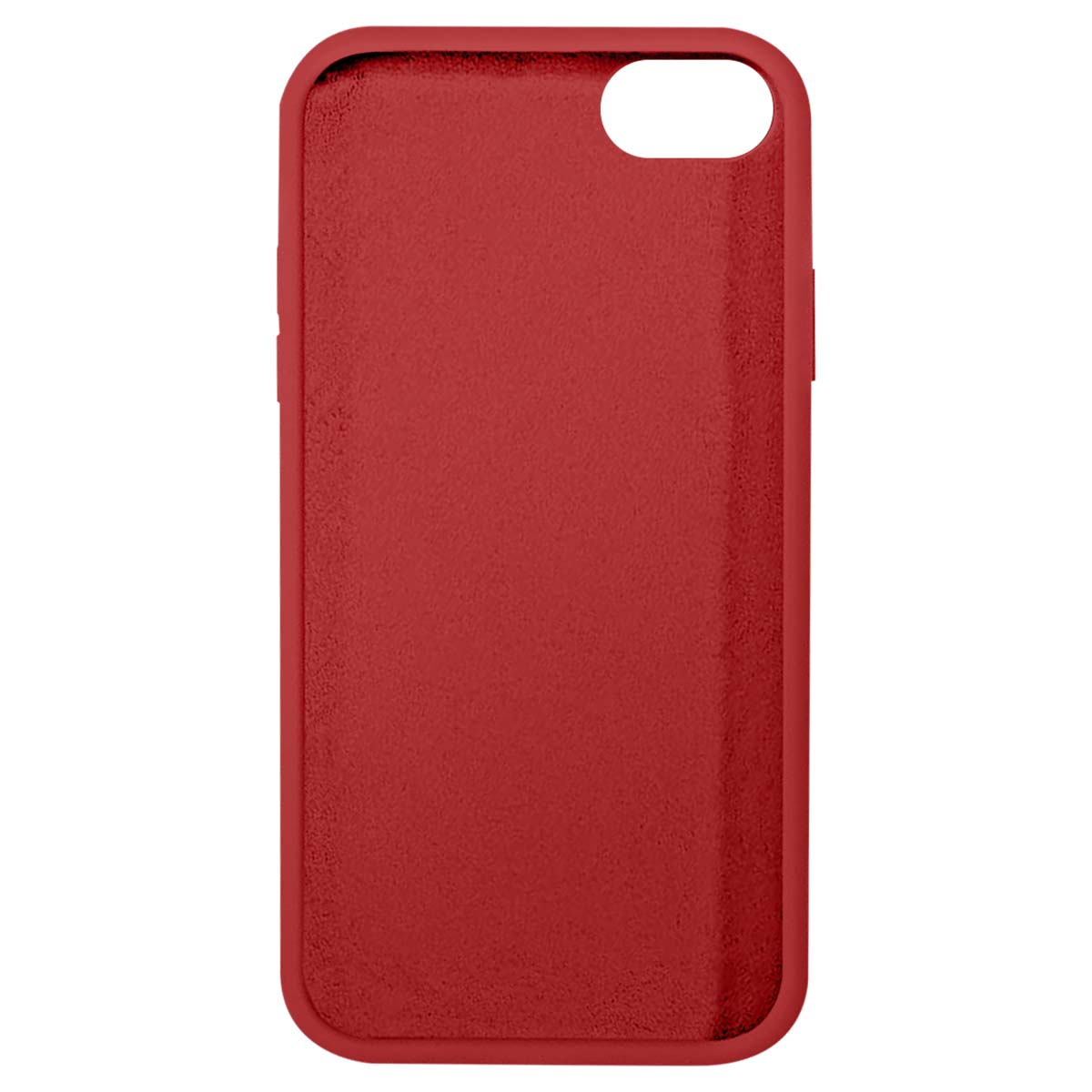 Funda roja para teléfono con recortes para cámara y altavoz.