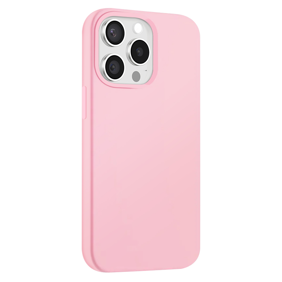 Una custodia rosa per telefono con ritaglio per tre obiettivi.