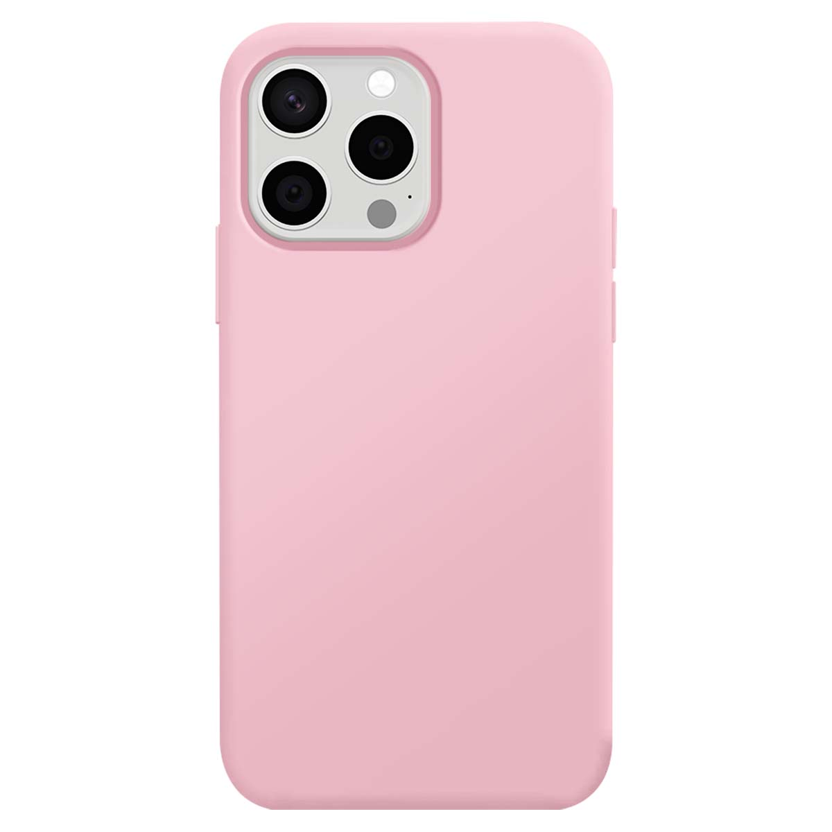 Una custodia rosa per telefono con tre obiettivi della fotocamera sul retro.