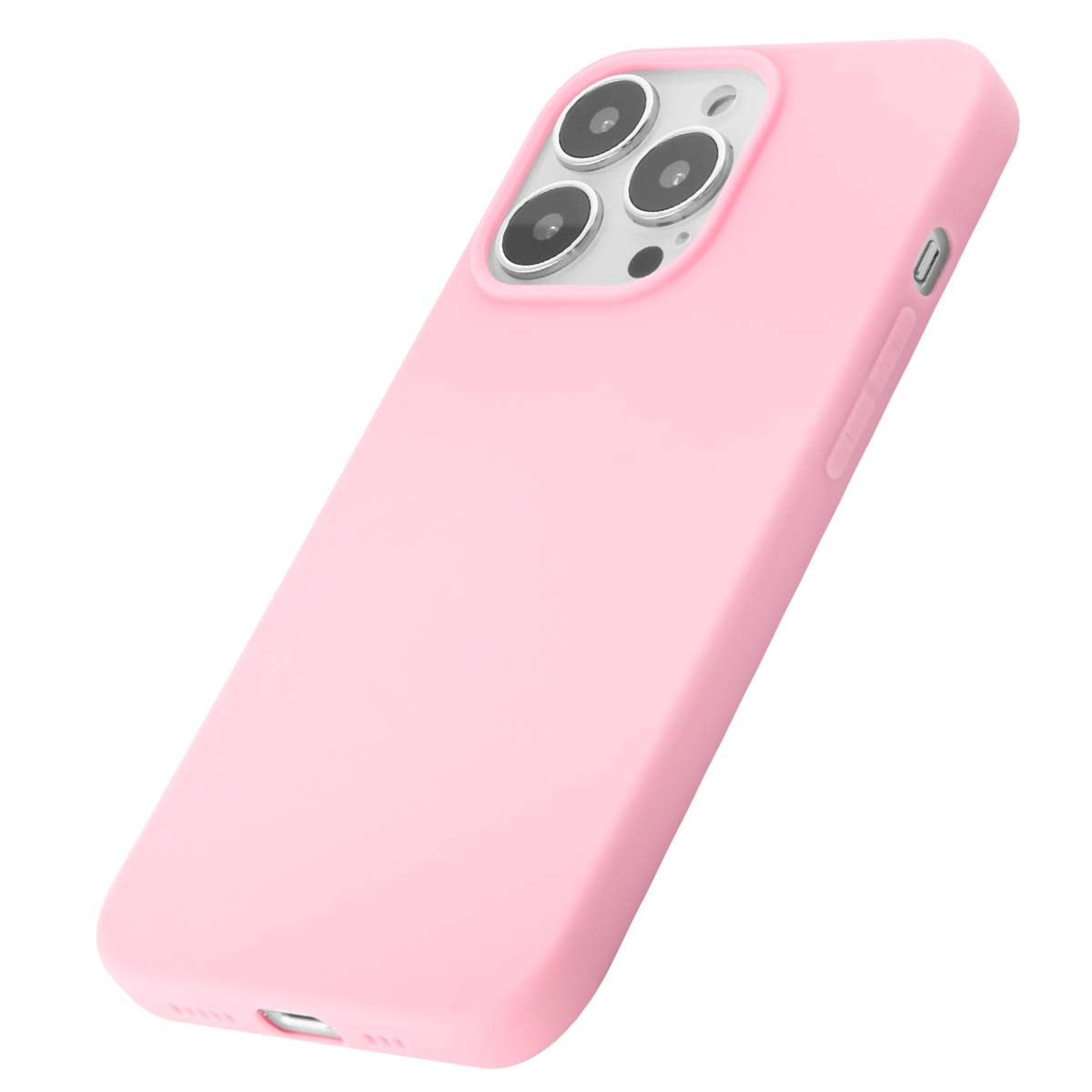 Una custodia rosa chiaro per telefono con tre obiettivi sul retro.