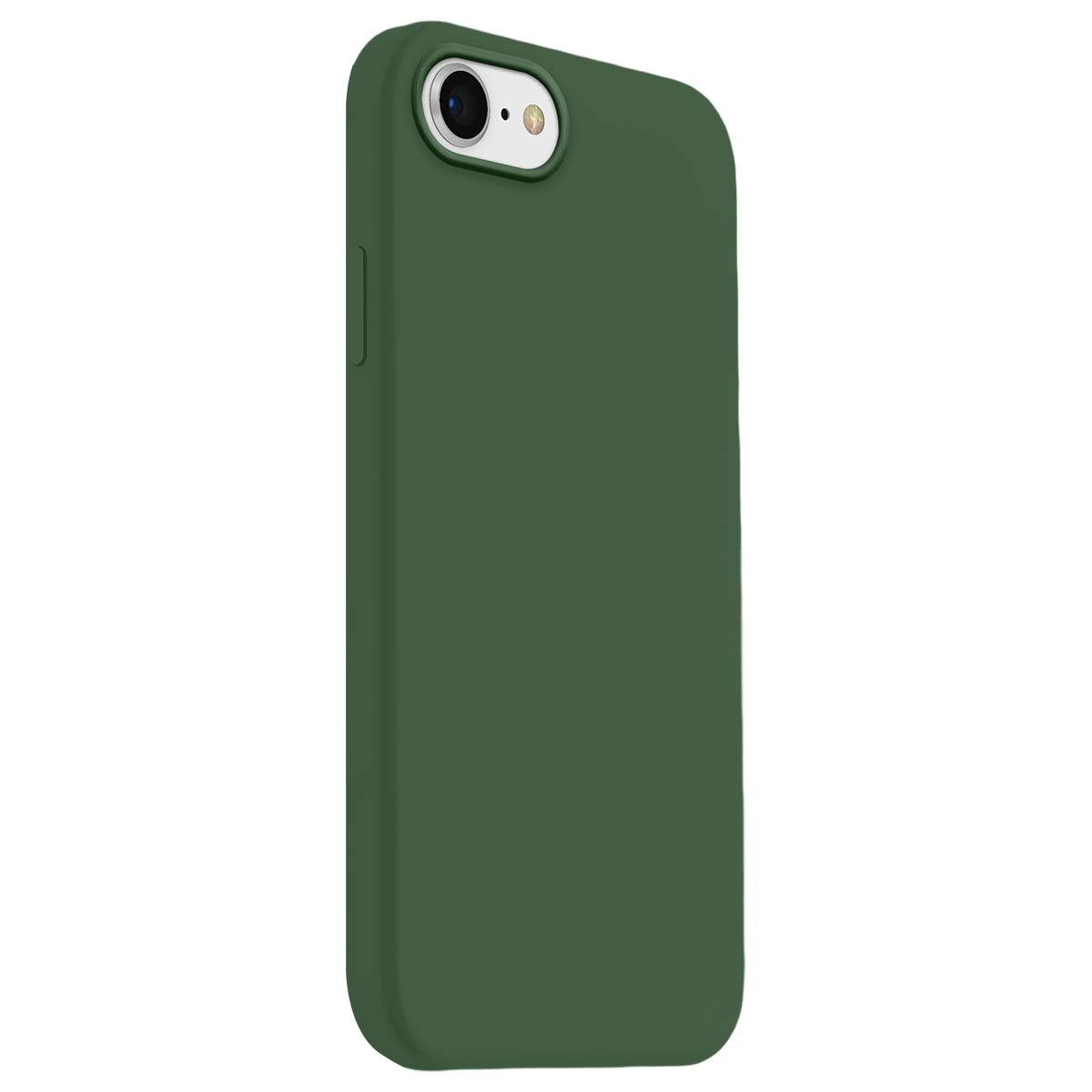 Una cover per telefono verde scuro con obiettivo e flash