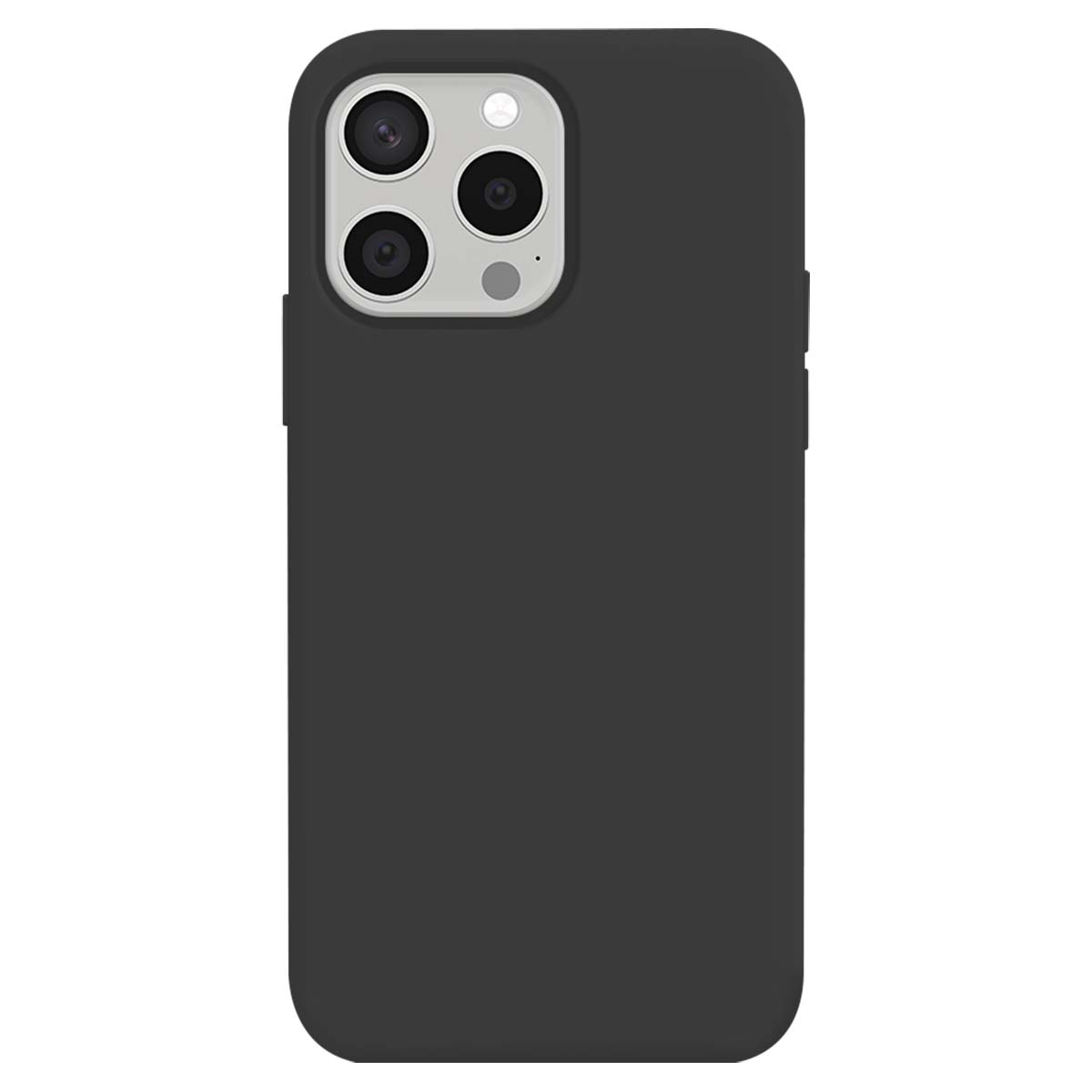 Custodia nera per telefono con ritaglio tripla fotocamera.