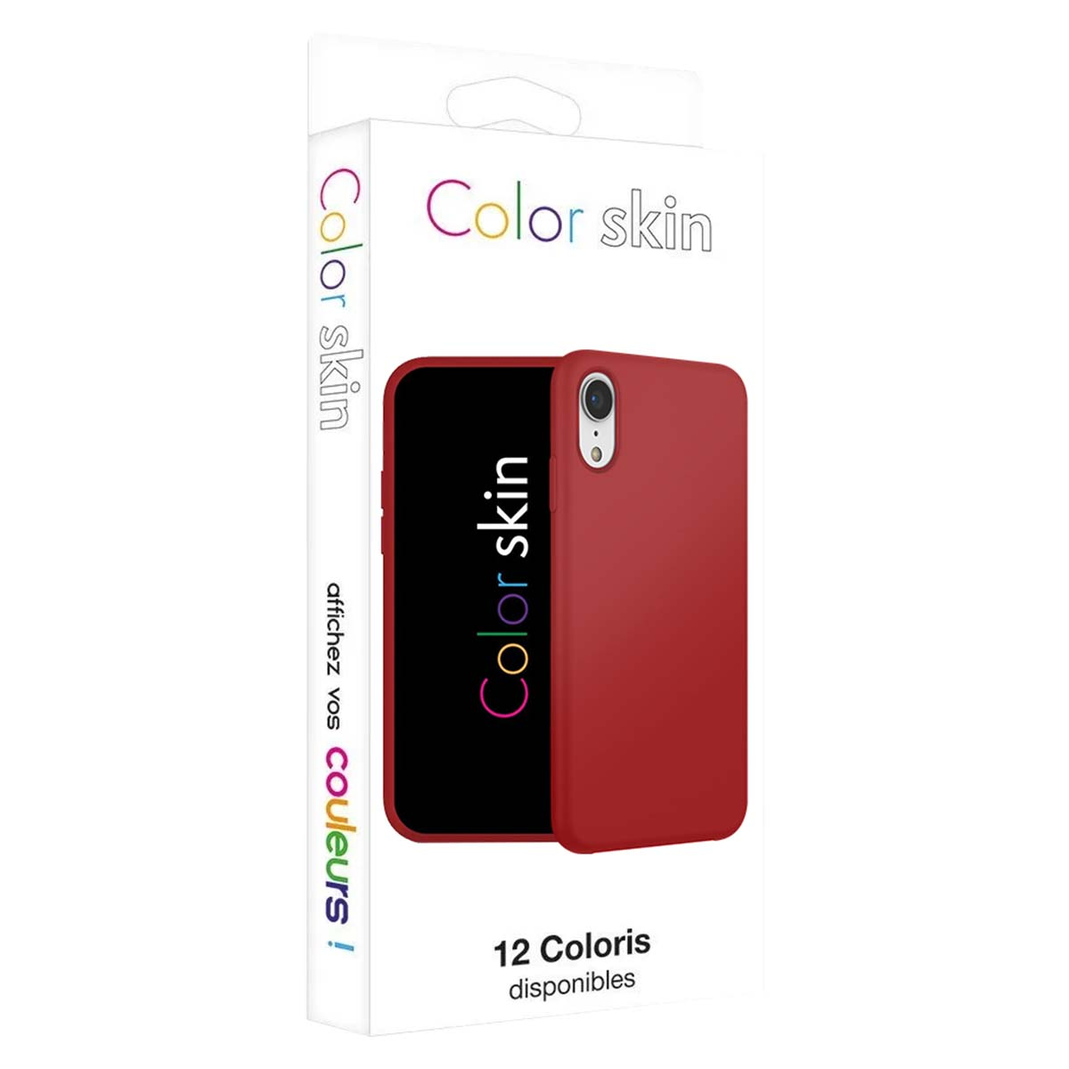 Confezione con cover rossa per telefono e marchio "Color skin".