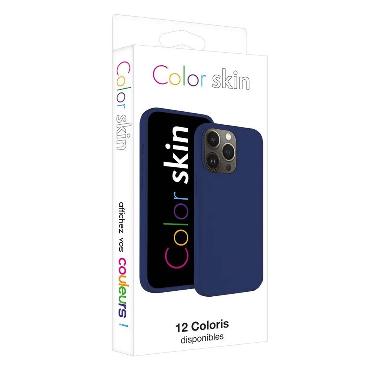 Verpackung mit einem blauen Handycover und dem Schriftzug "Color Skin".