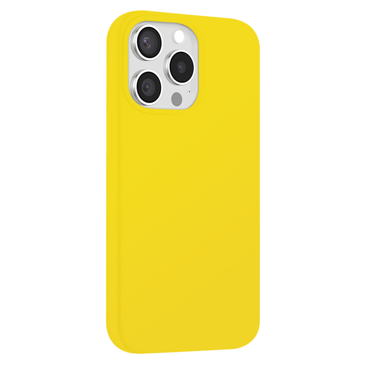 Custodia gialla per telefono con tre fotocamere.