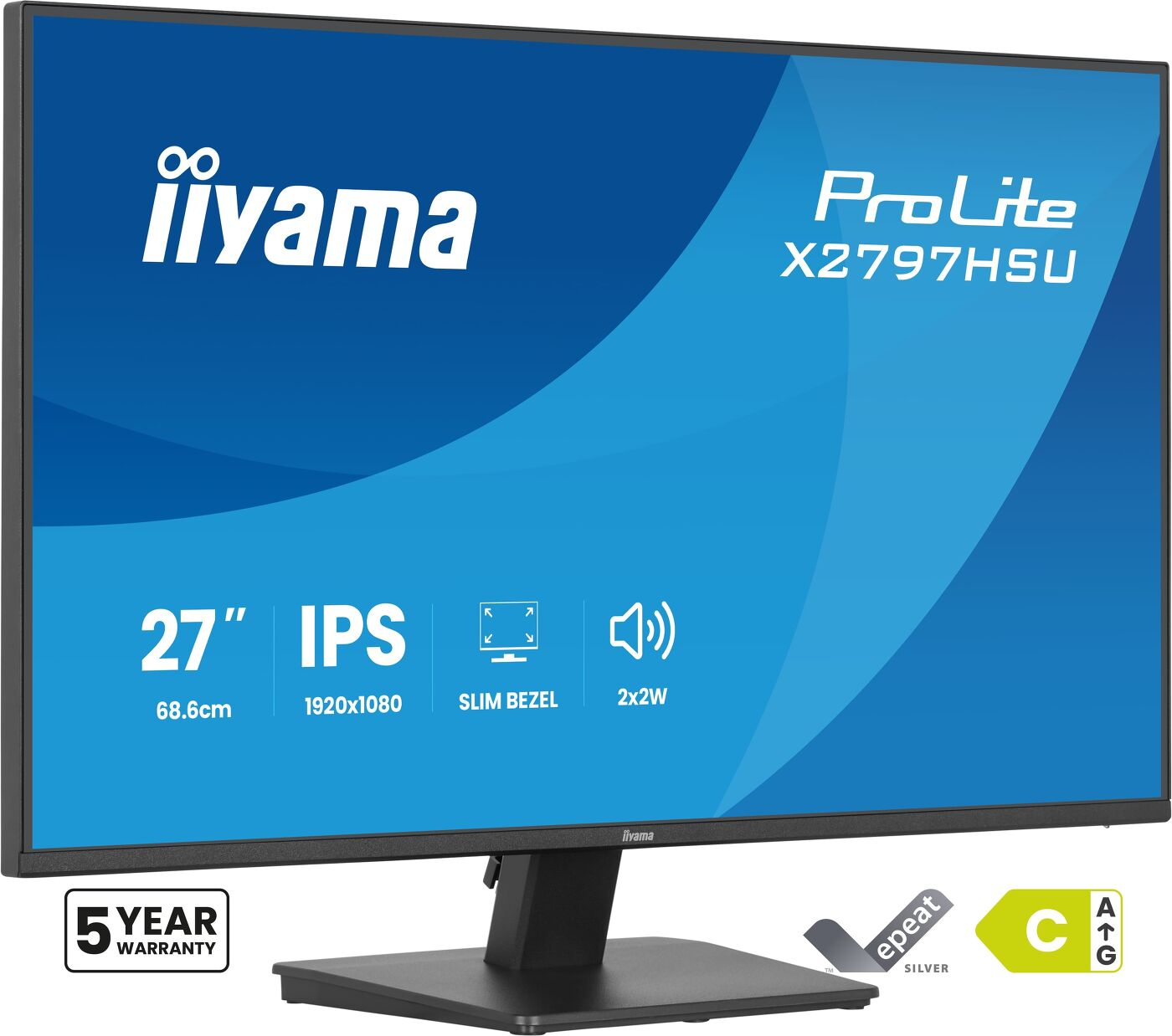 Monitor Iiyama 27 cali z panelem IPS i rozdzielczością 1920x1080.