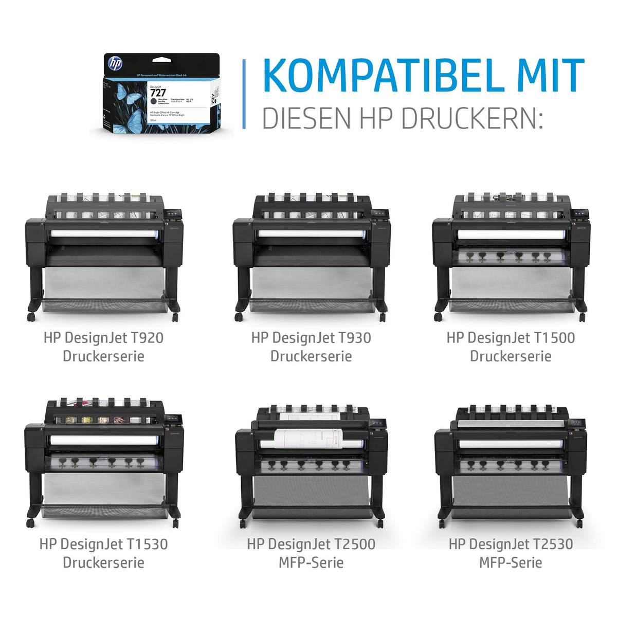 HP mürekkep kartuşu ve uyumlu HP DesignJet yazıcılar.