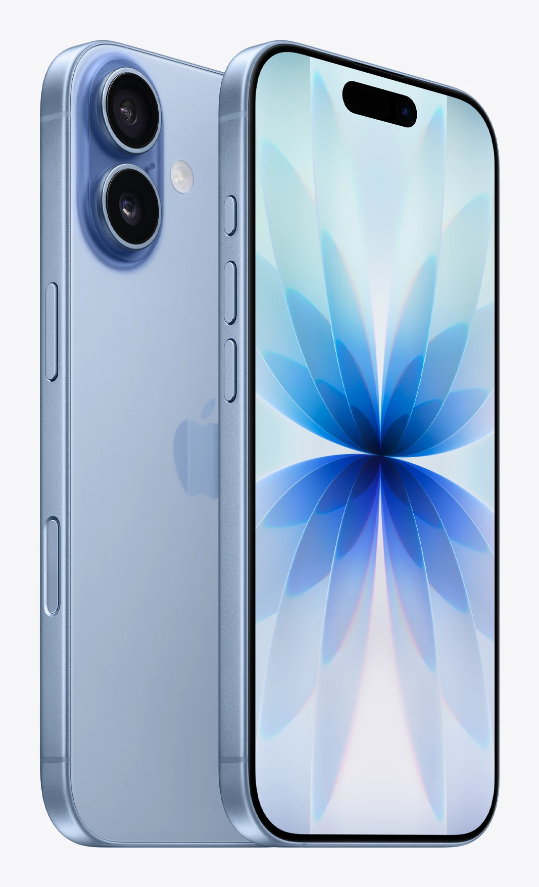 Due iPhone azzurri uno accanto all'altro. Uno mostra un motivo floreale blu.