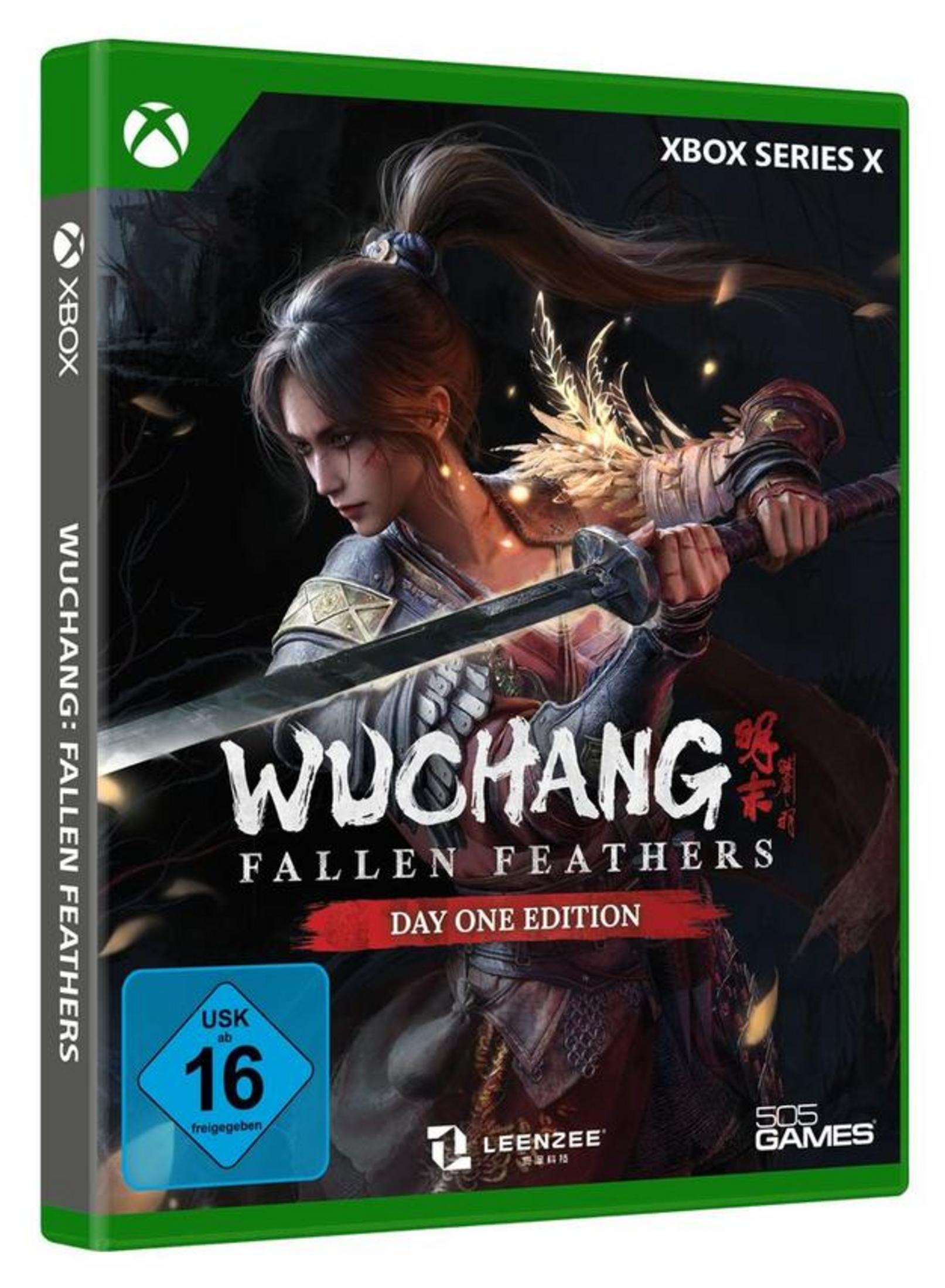 Xbox Series X Spiel "Wuchang: Fallen Feathers" mit Kriegerin und Schwert.