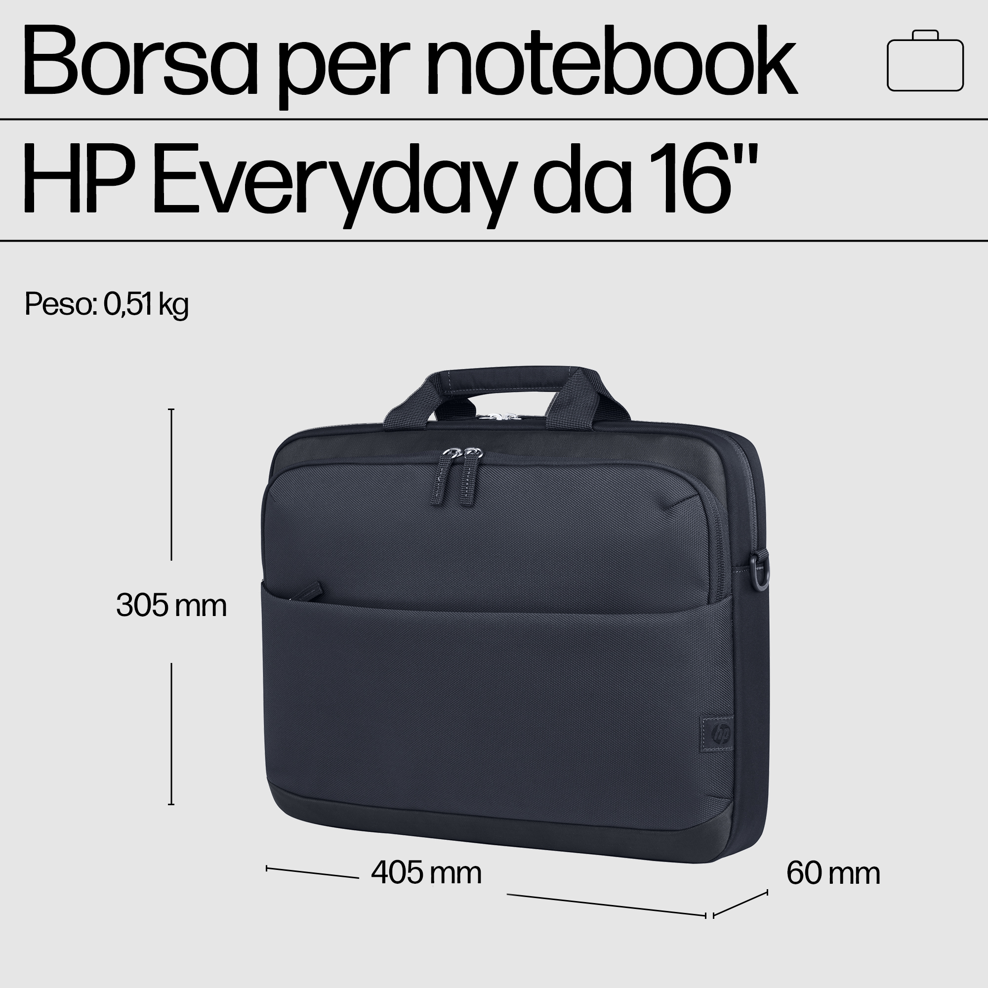 Schwarze HP Notebook-Tasche, 40,5x30,5x6cm, 0,51kg.