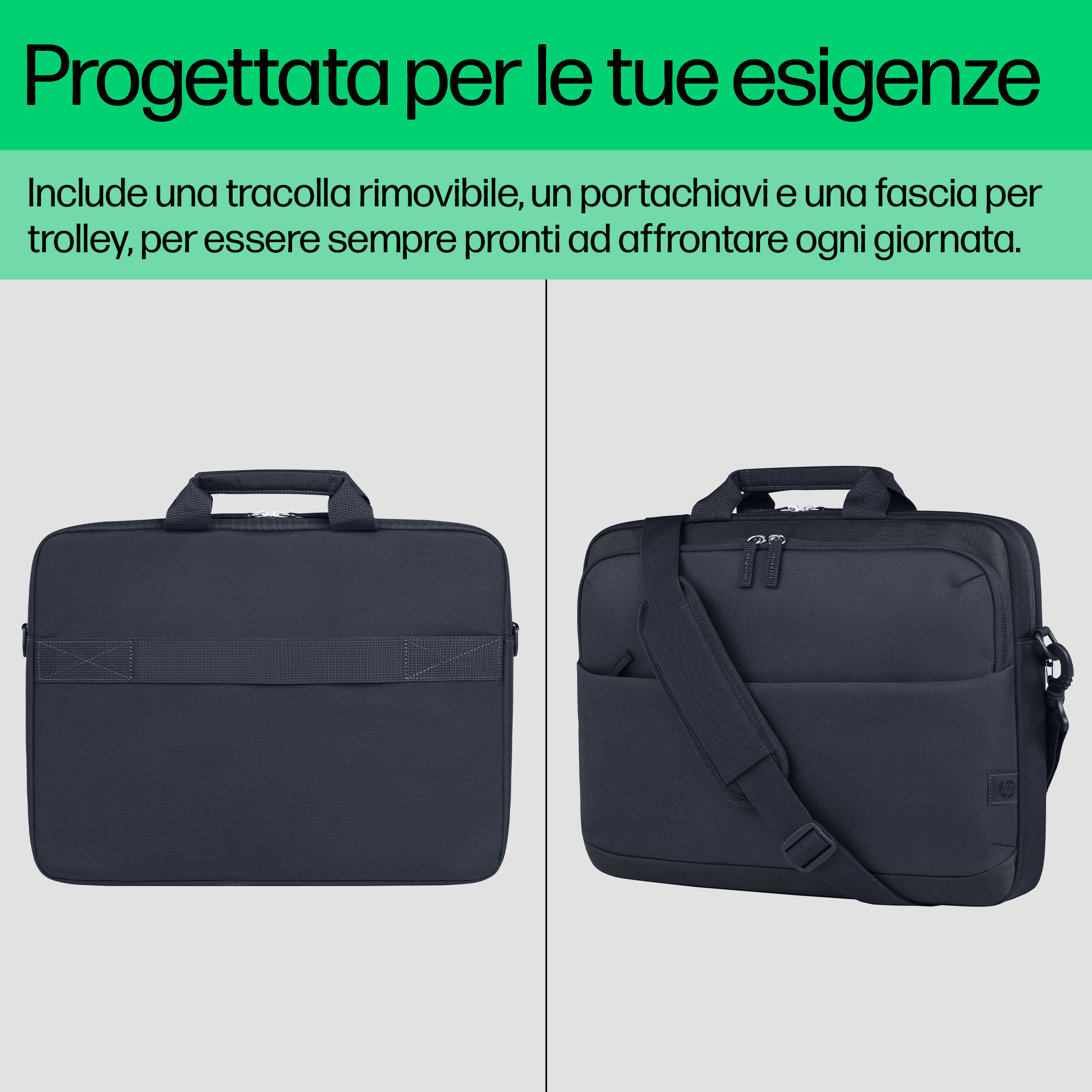Dunkelblaue Laptoptasche mit Tragegriffen und Schultergurt.
