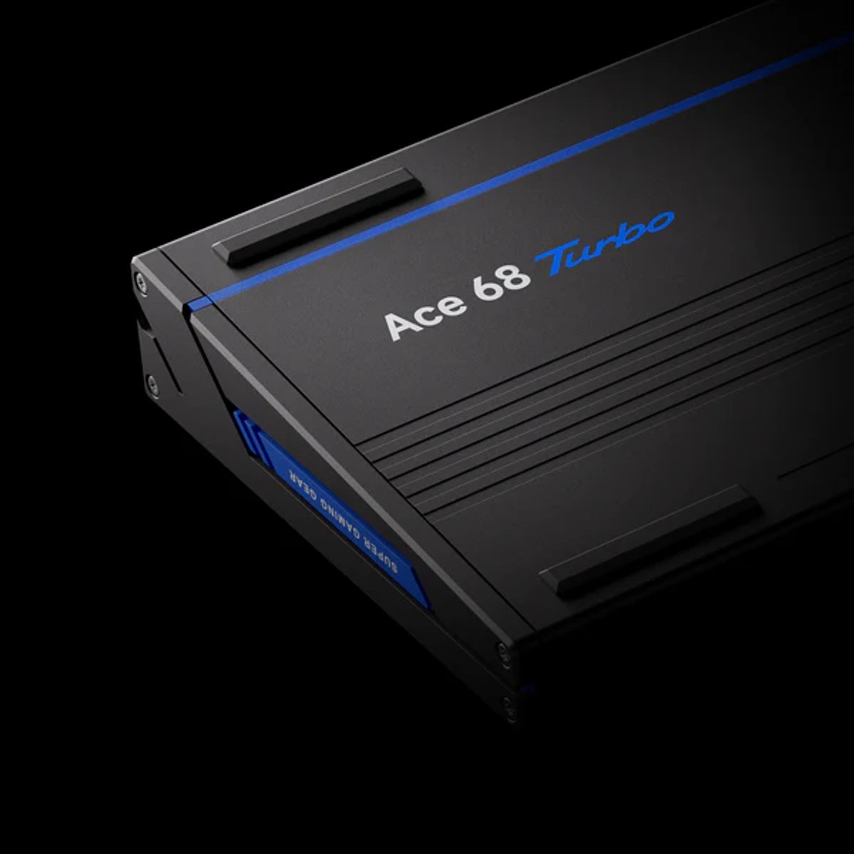 Black case with blue accents, reading "Ace 68 Turbo".
