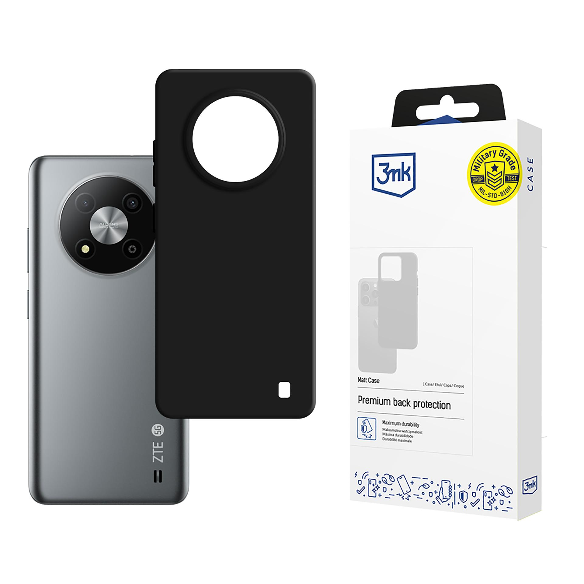 Szary smartfon z czarnym etui i opakowaniem.