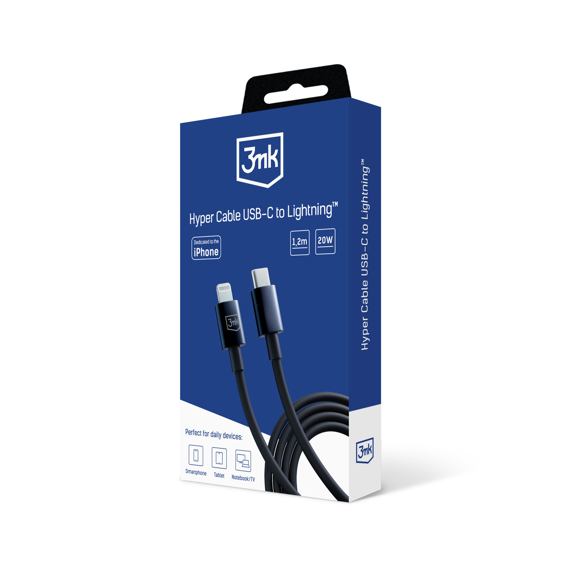 Confezione cavo 3mk Hyper USB-C a Lightning, 1,2m, 20W.